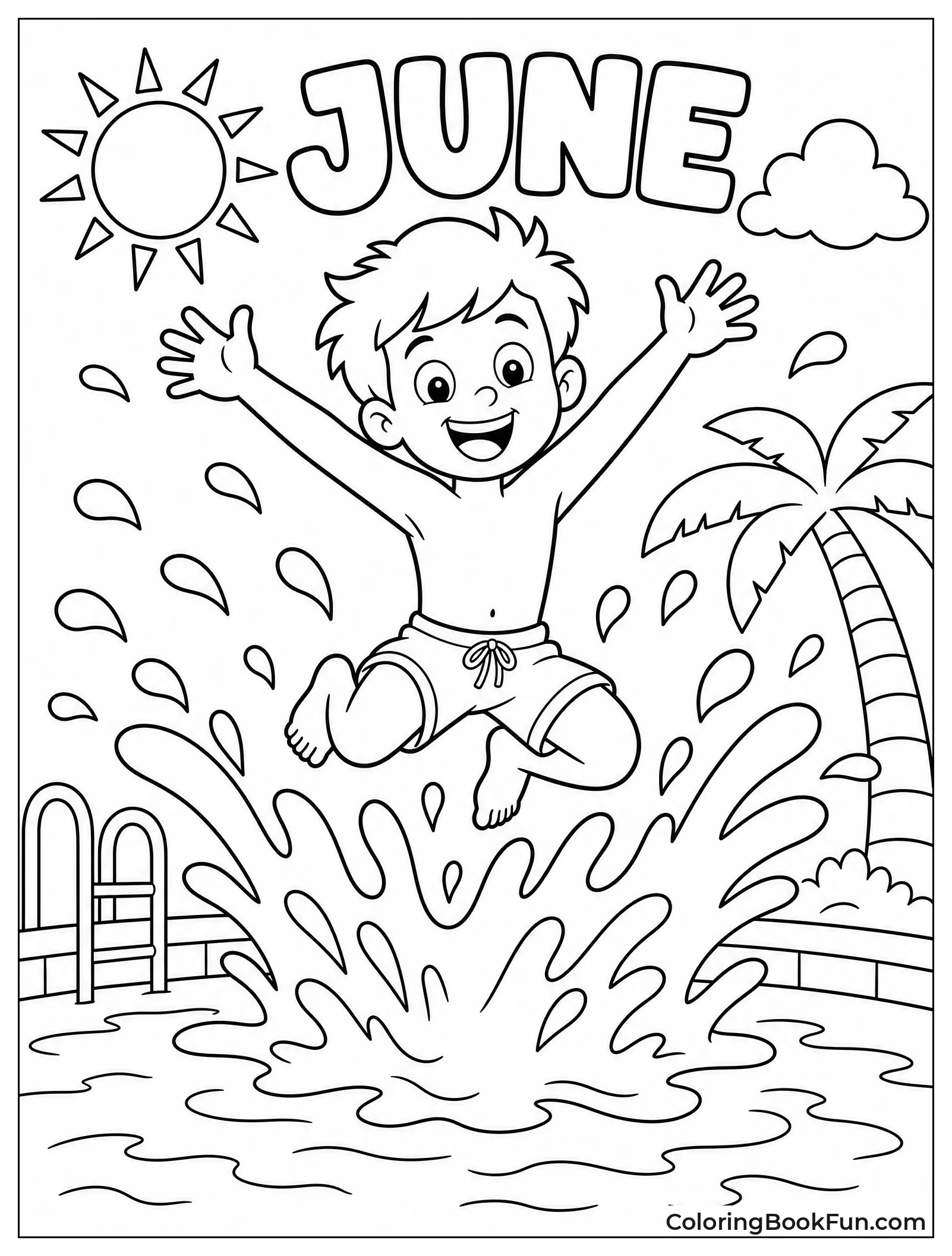 Child Jumping into Pool
