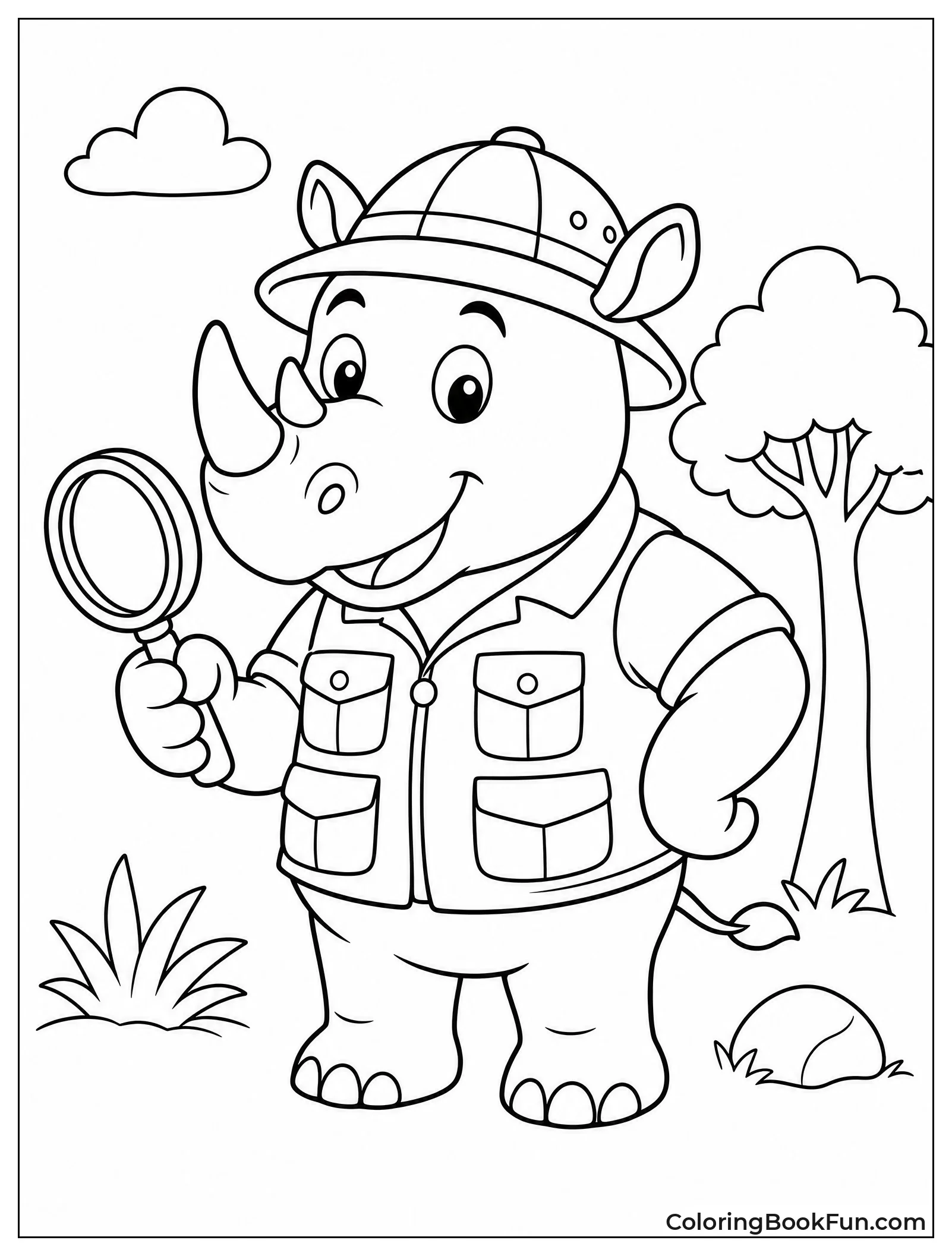 Explorer Rhino Holding Magnifying Glass