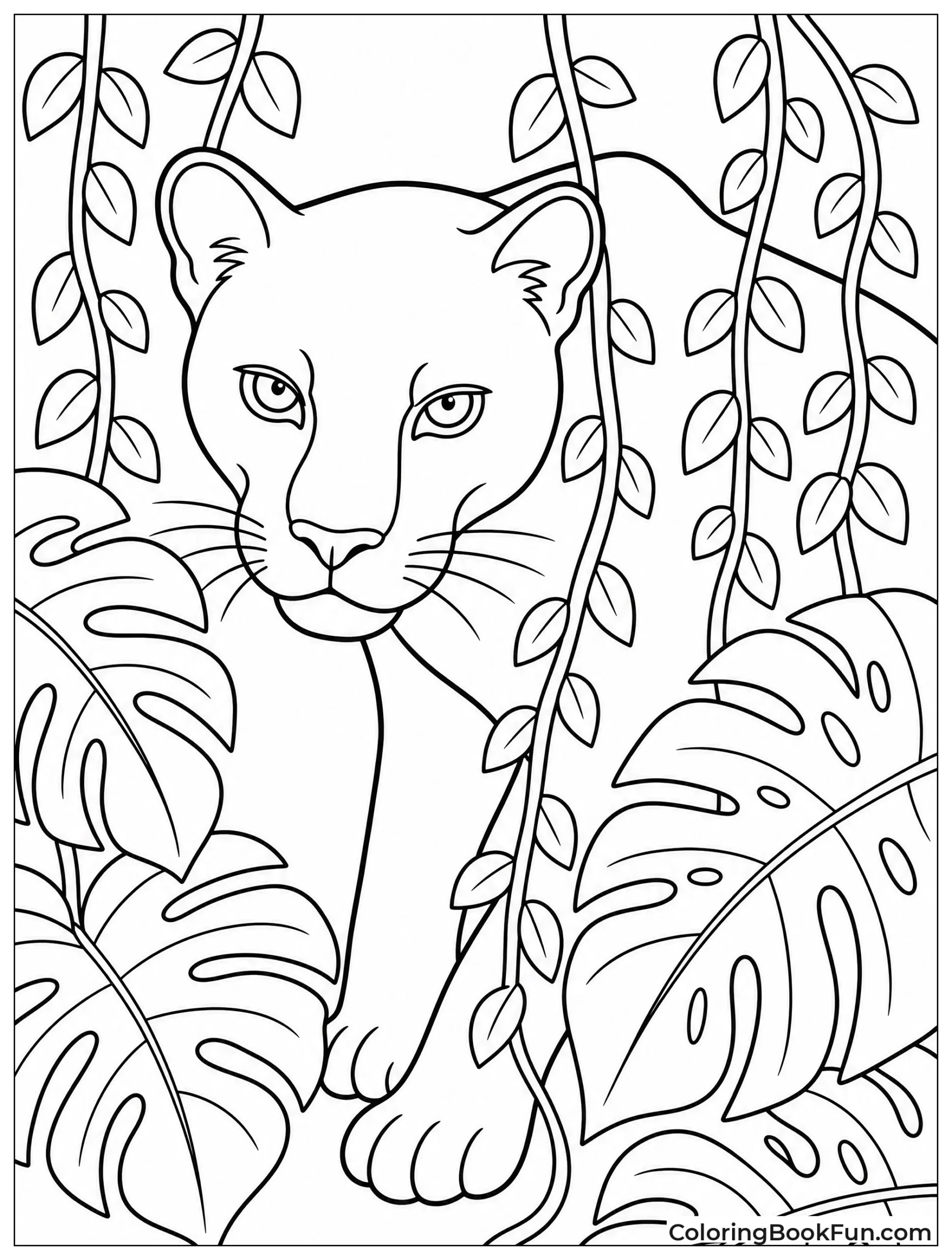 Panther Hidden by Jungle Vines