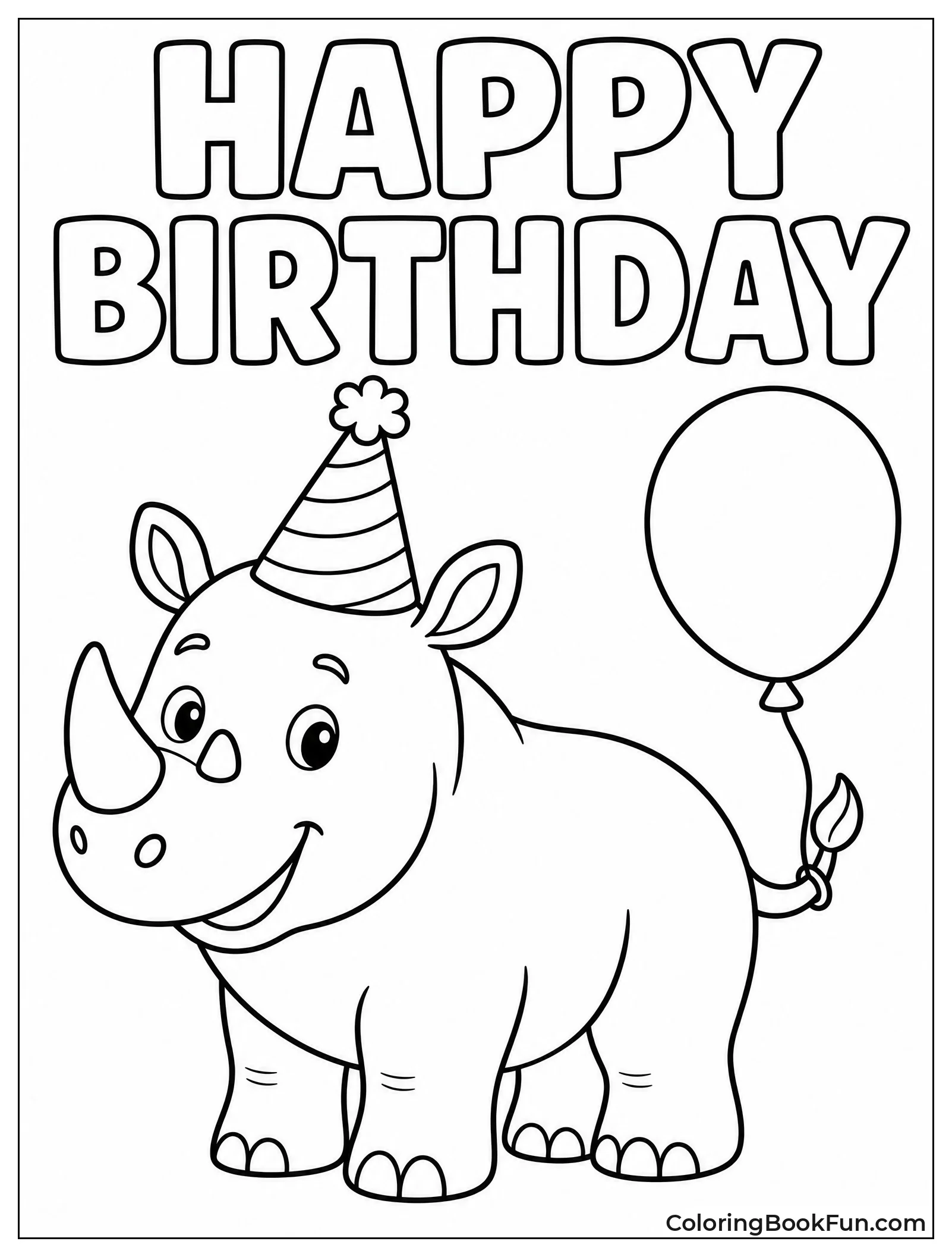 Birthday Rhino with Balloon