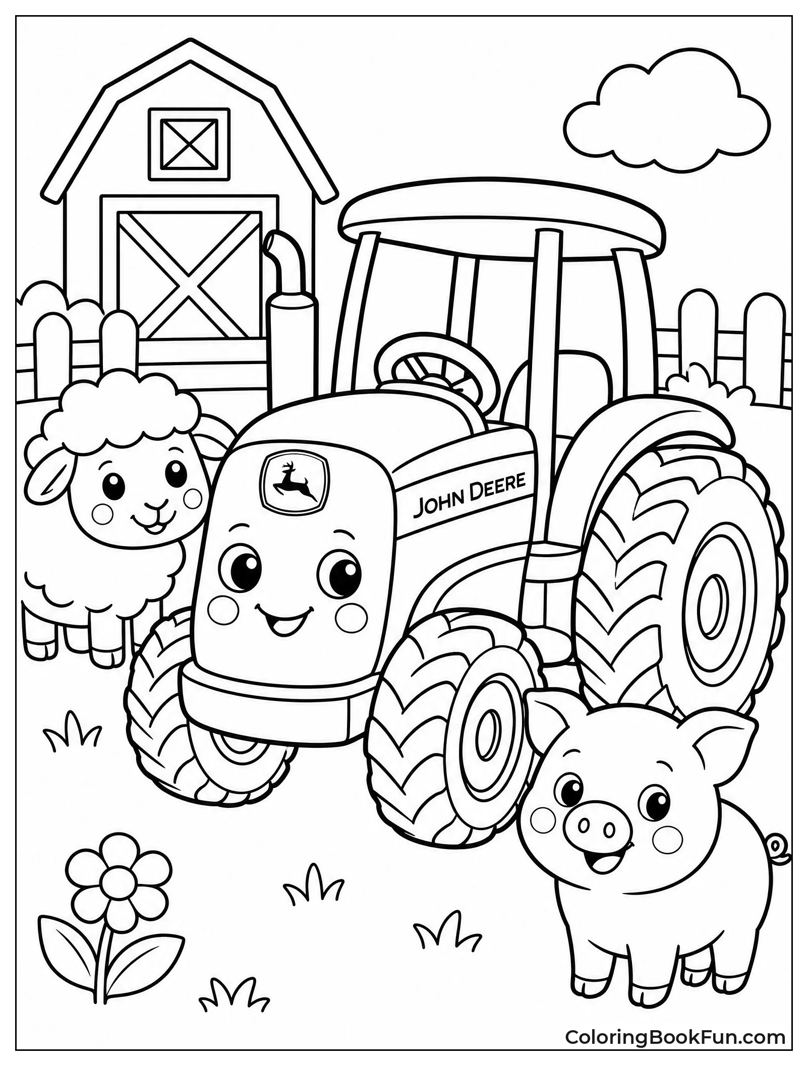 Round Tractor with Rosy Cheeks