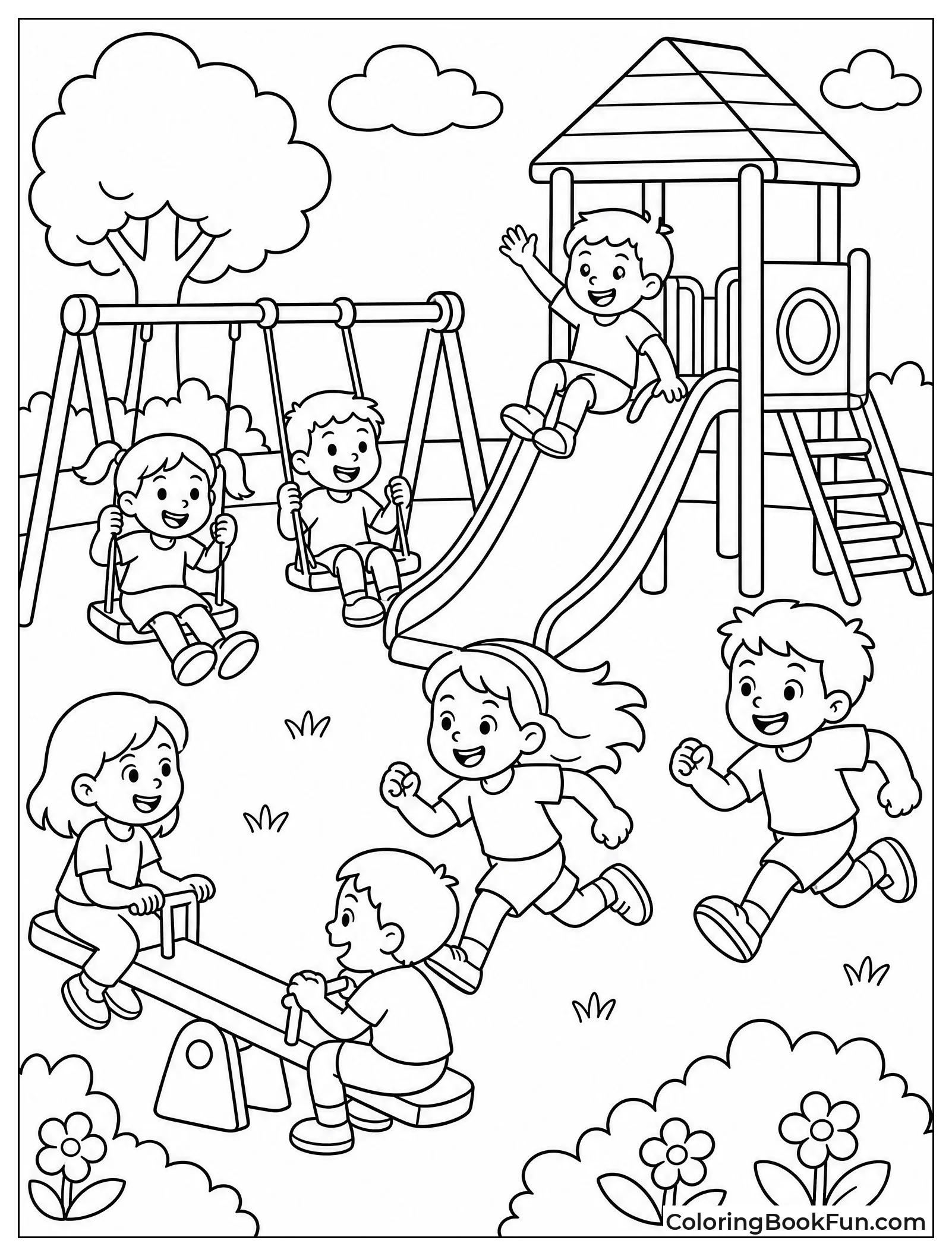 Kids Running and Climbing Together