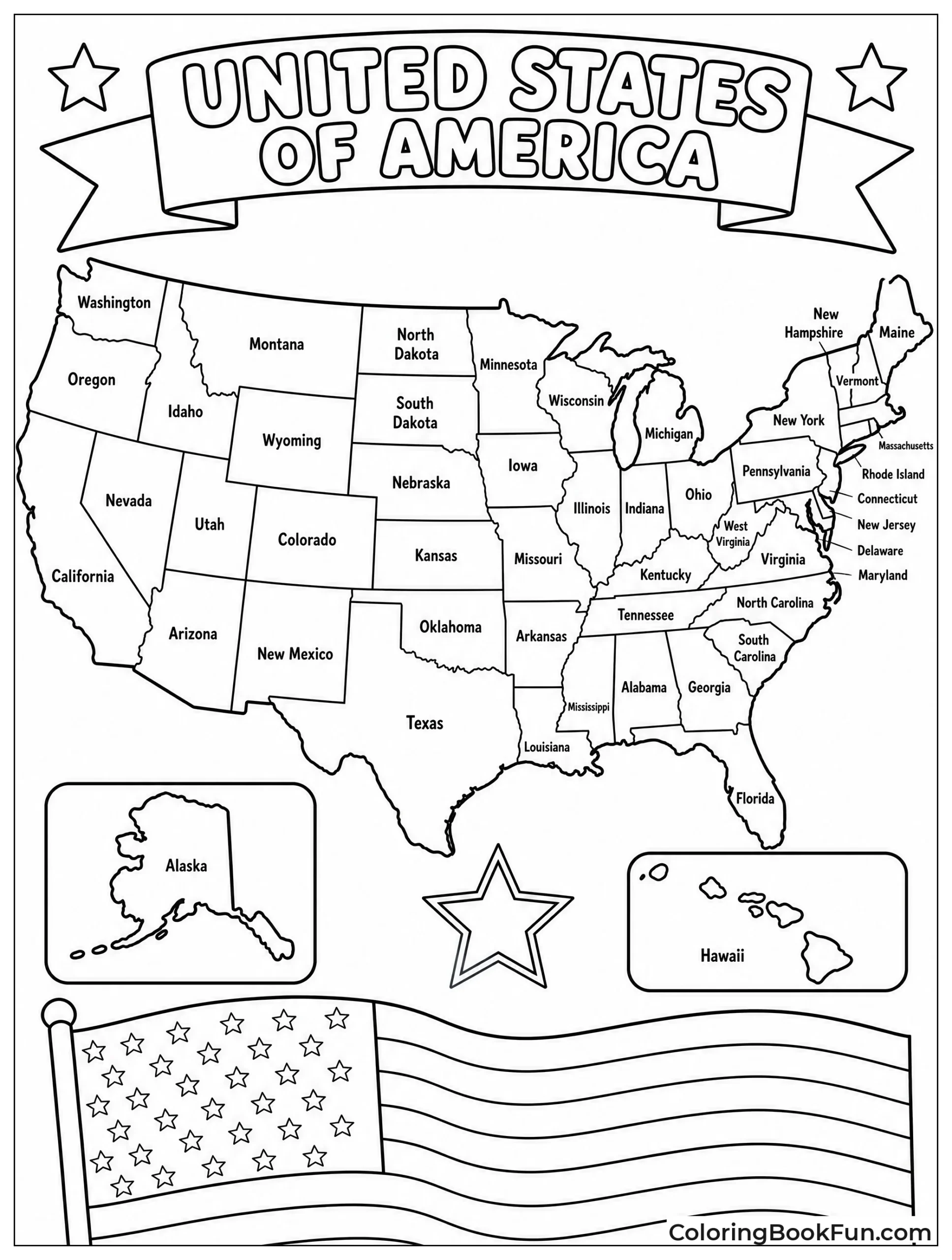 Map with All State Names