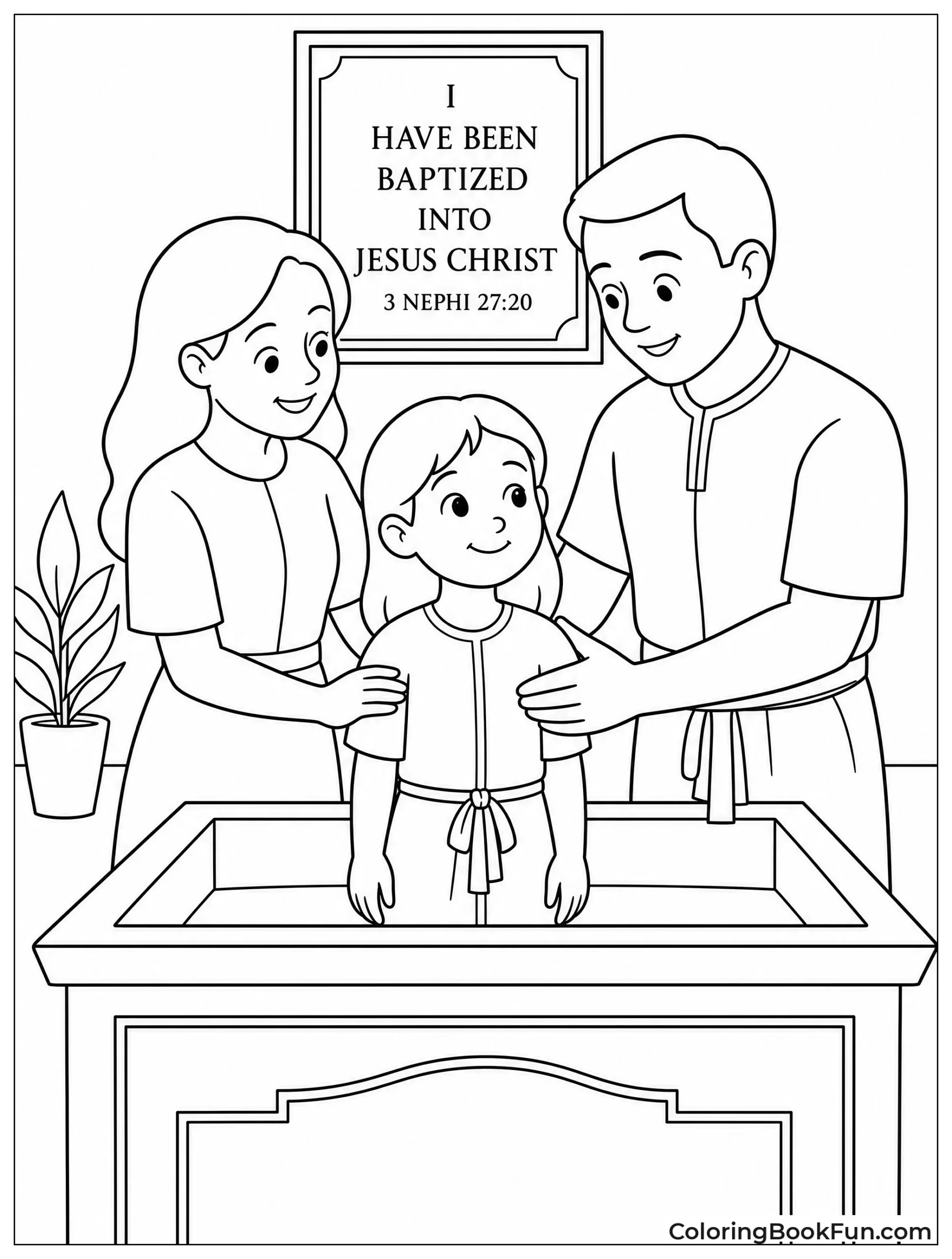 Child Standing by Baptismal Font