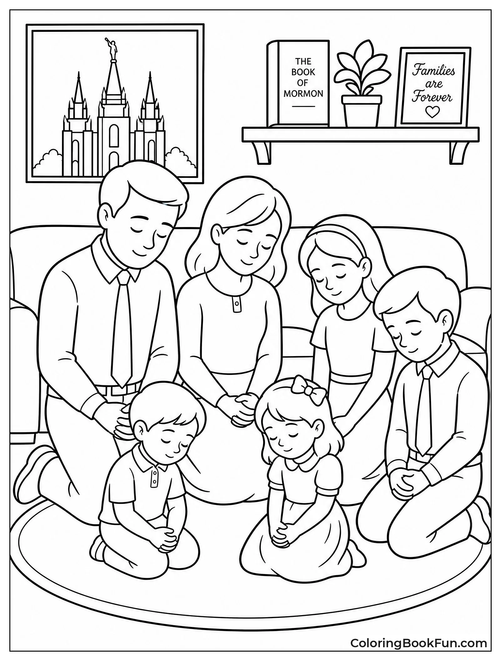 Family Kneeling in Prayer Together