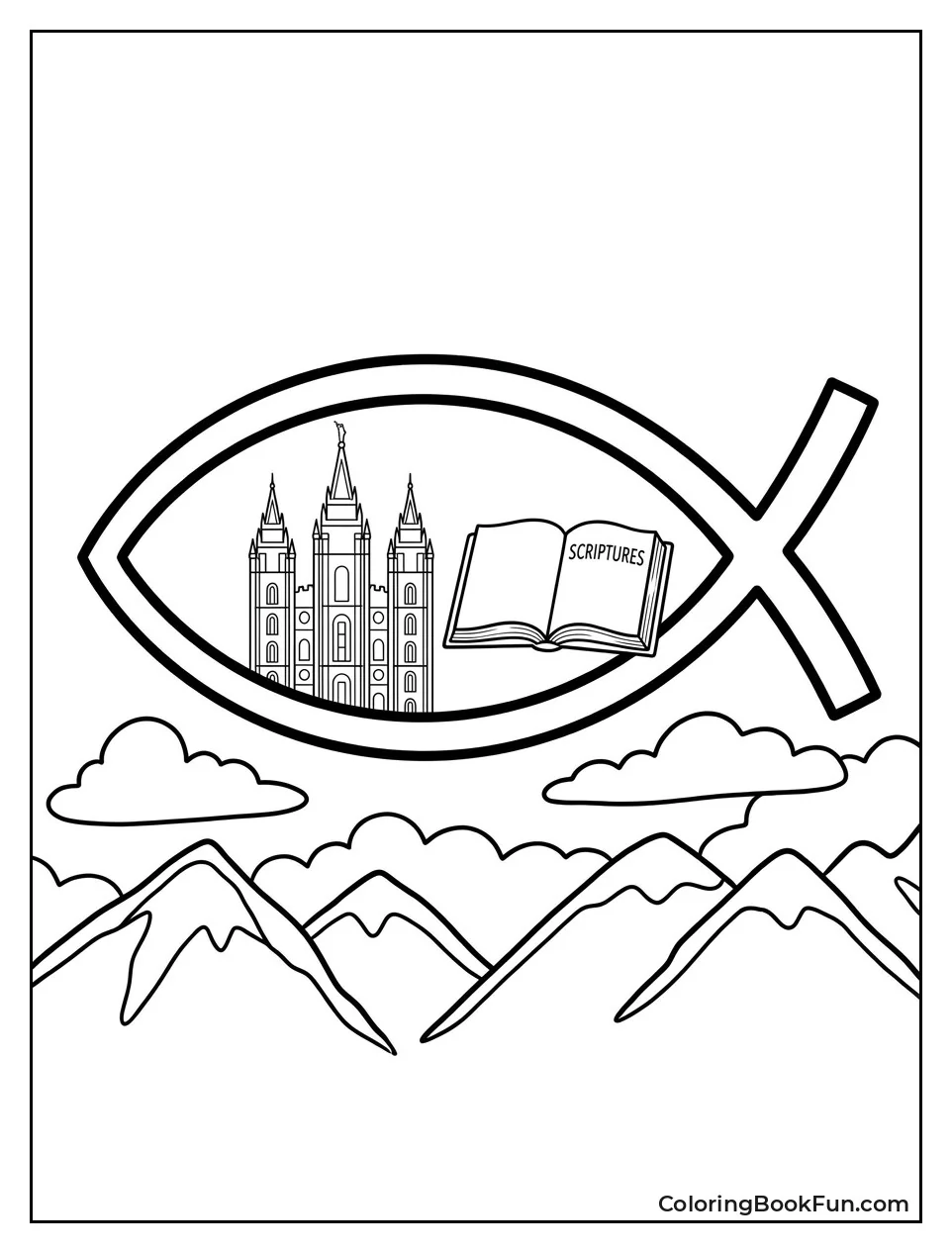 Fish Symbol with Temple Elements