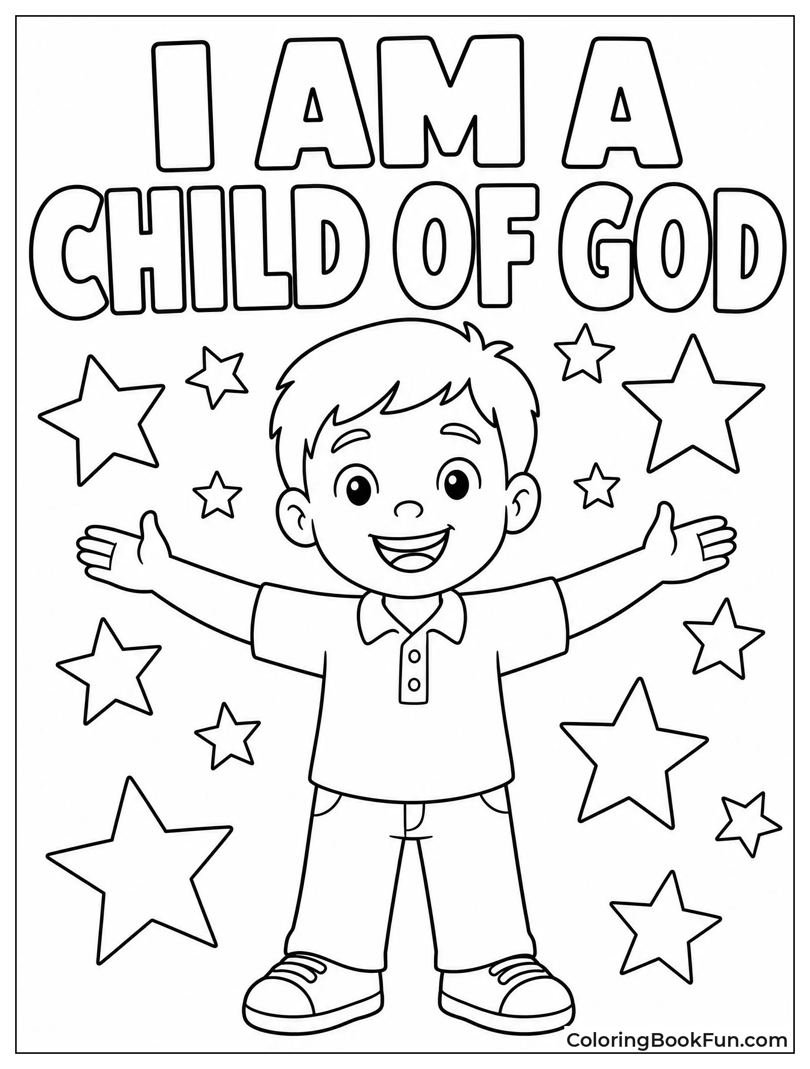 Smiling Child Surrounded by Stars
