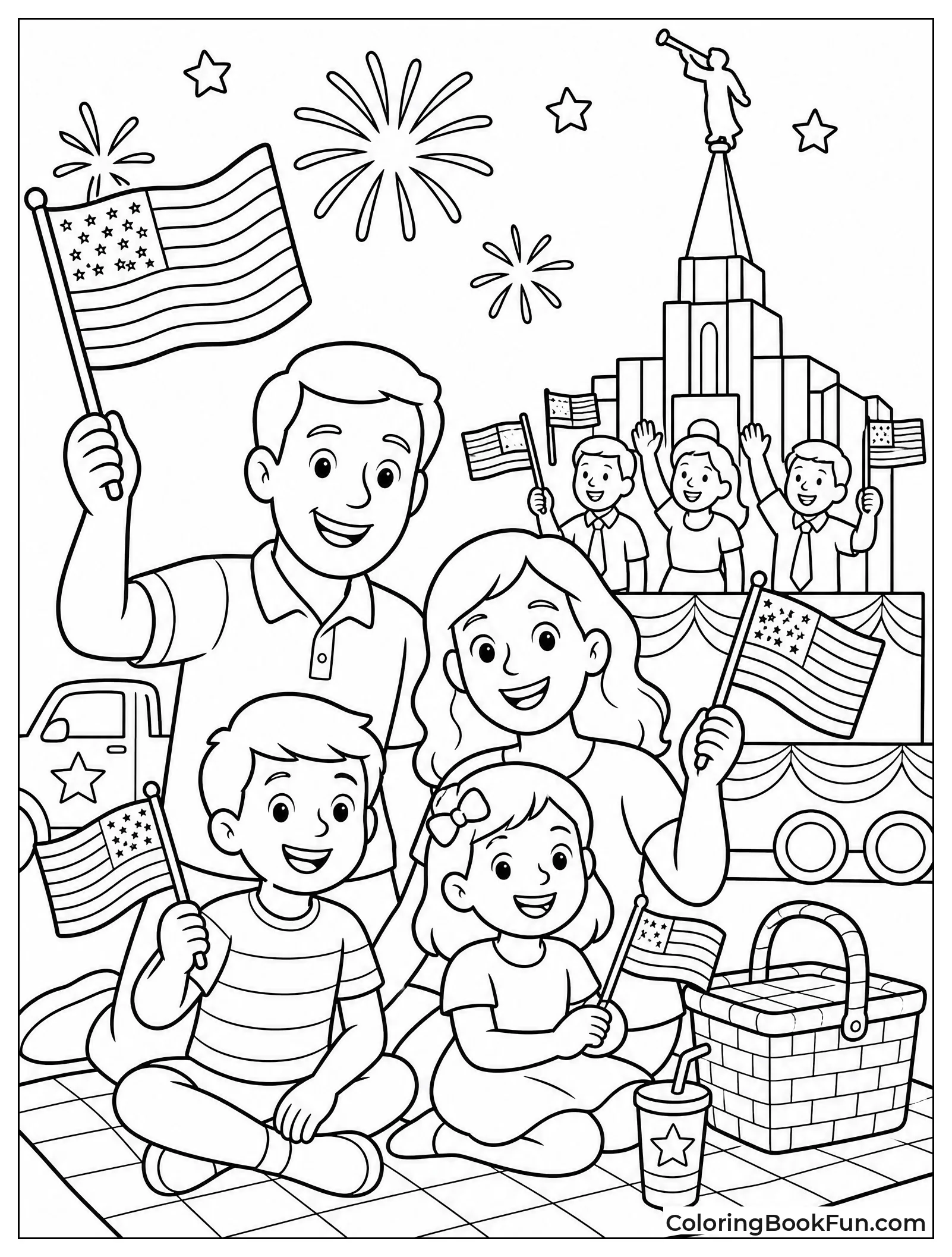 Family at Patriotic Parade