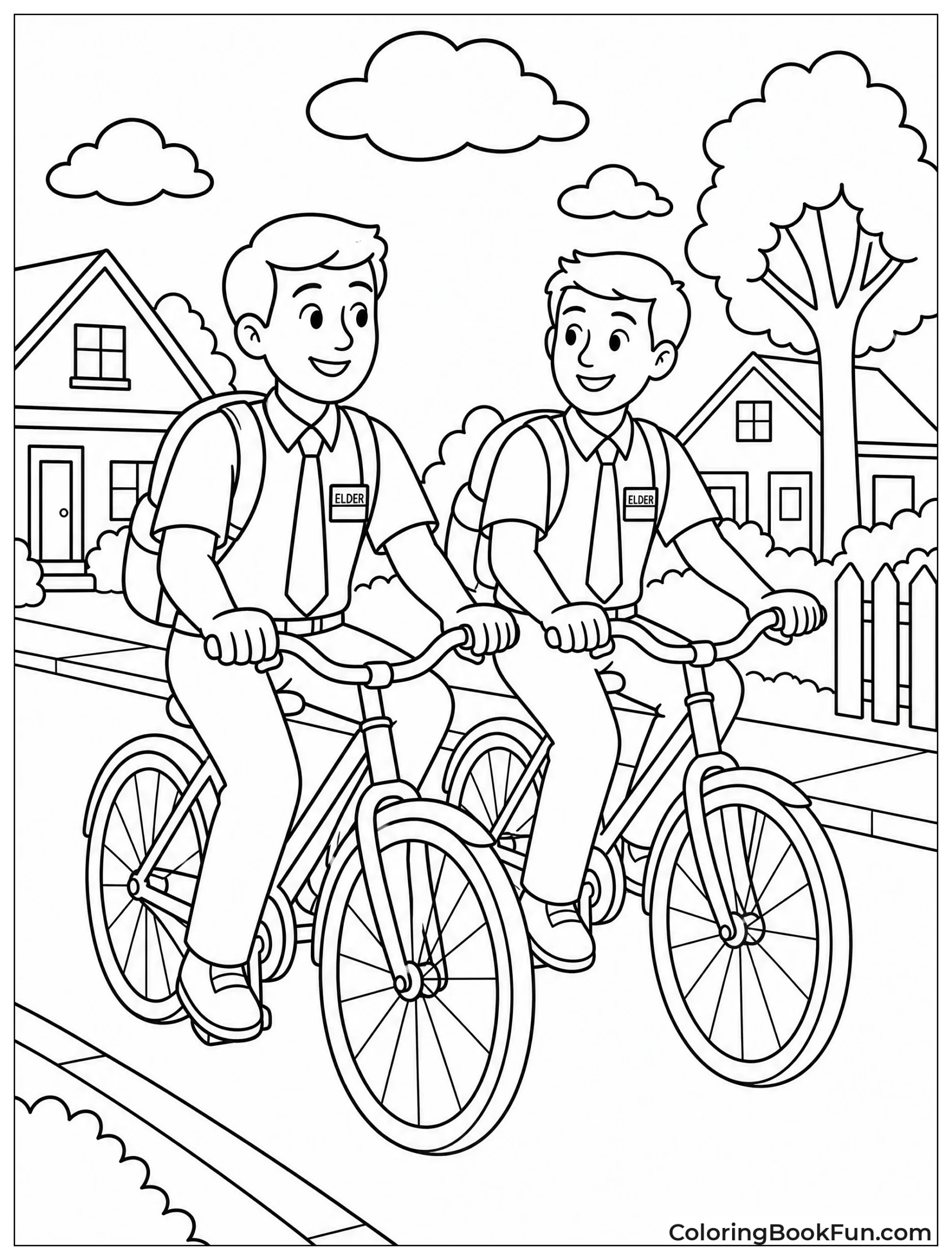 Missionaries Riding Bikes Through Neighborhood