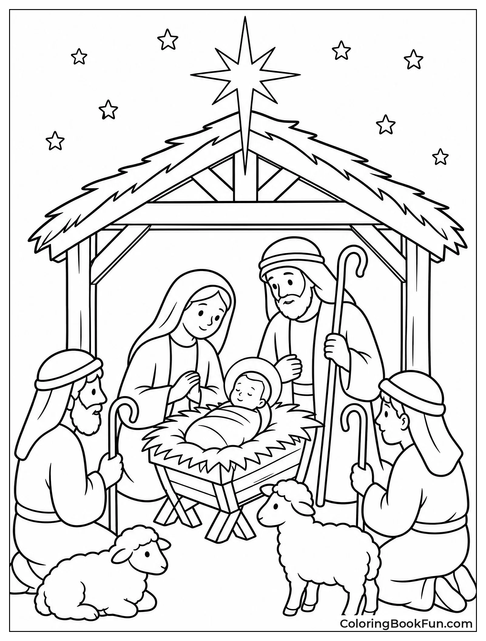Nativity Scene with Guiding Star