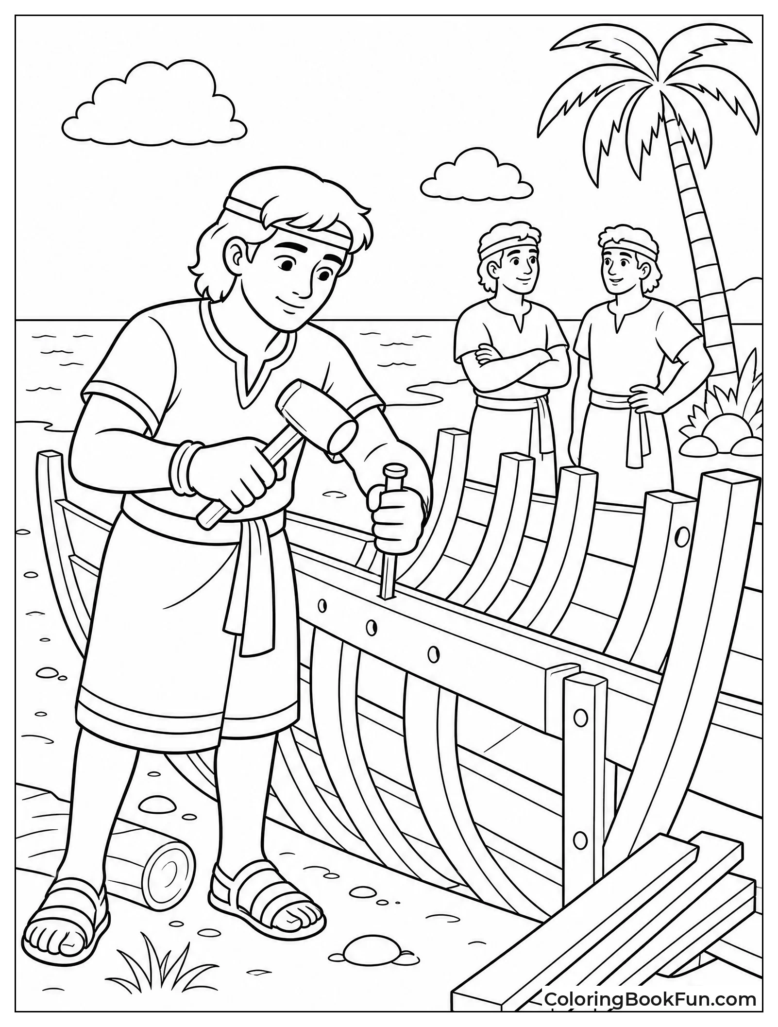 Nephi Building Ship by Seashore
