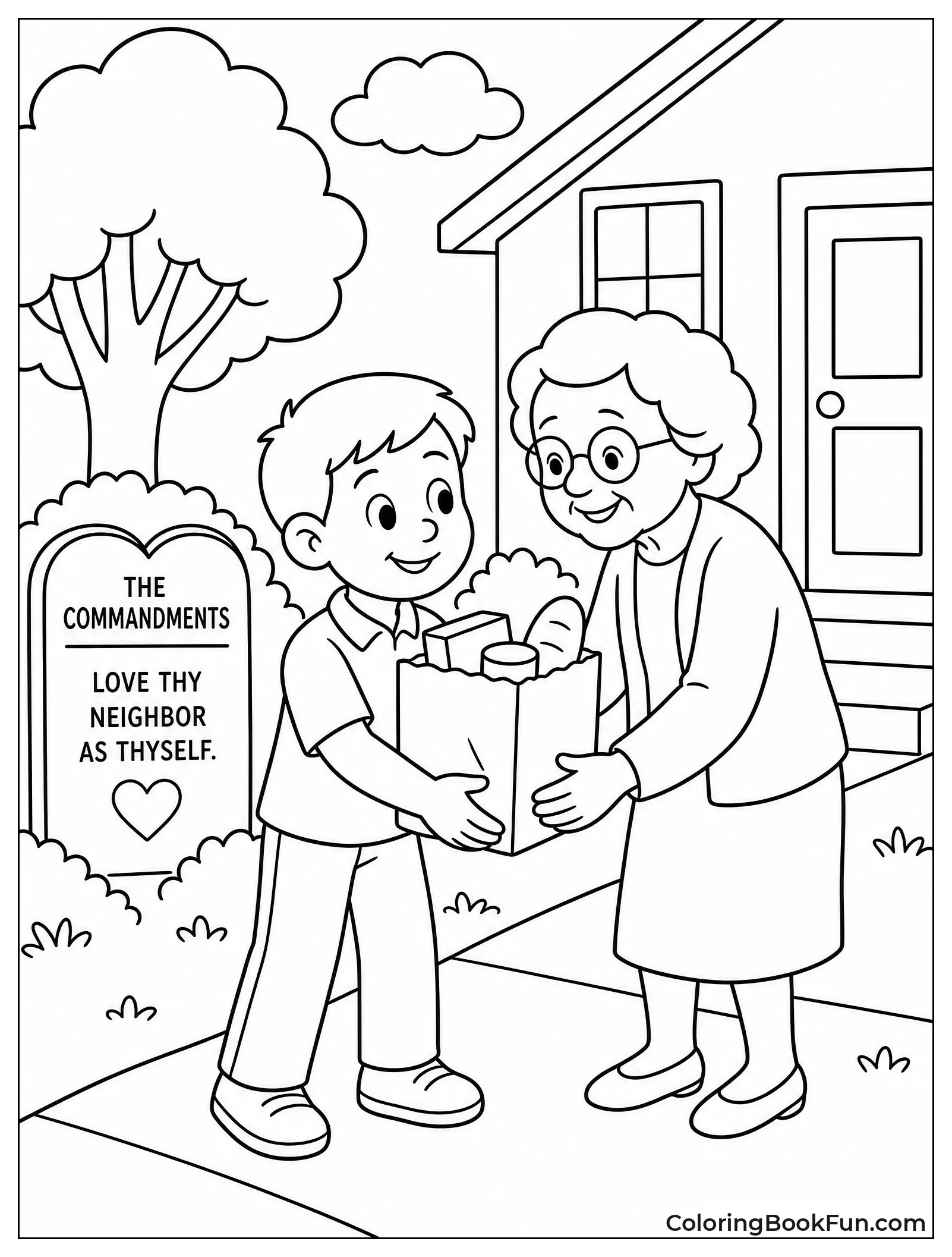 Child Helping Neighbor with Chores