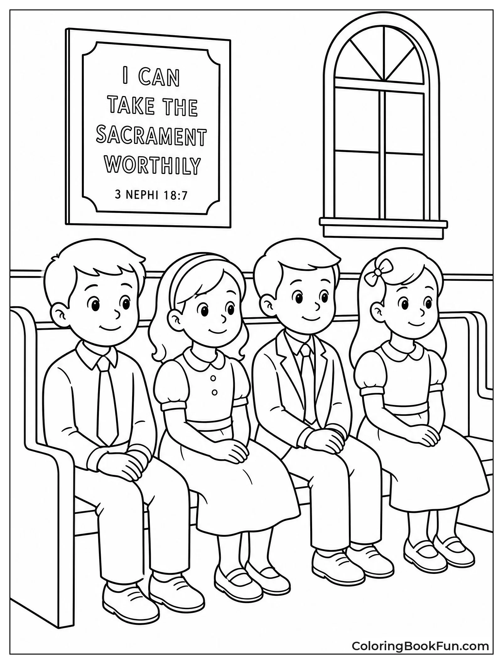 Children Sitting Quietly in Church