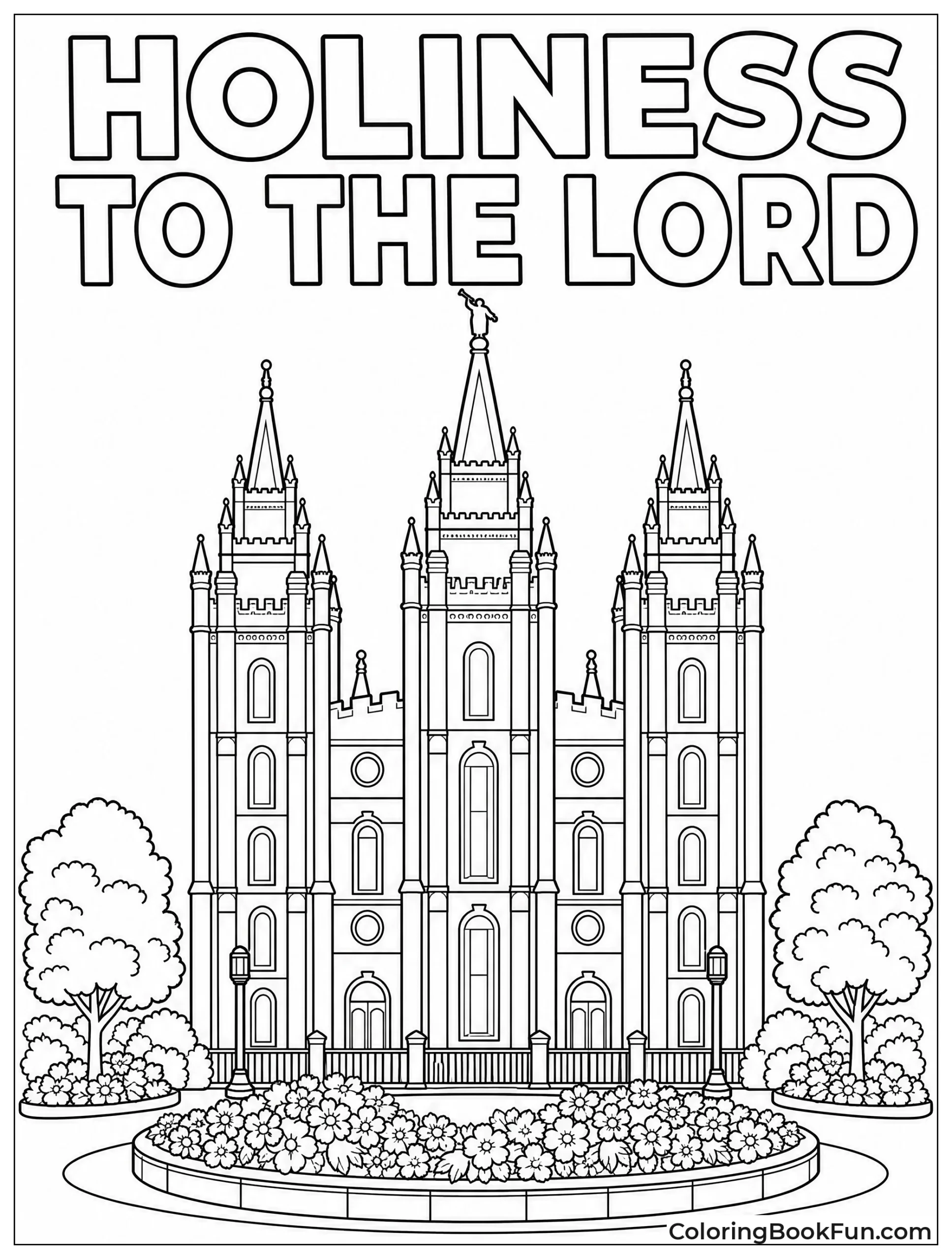 Detailed Salt Lake Temple with Gardens