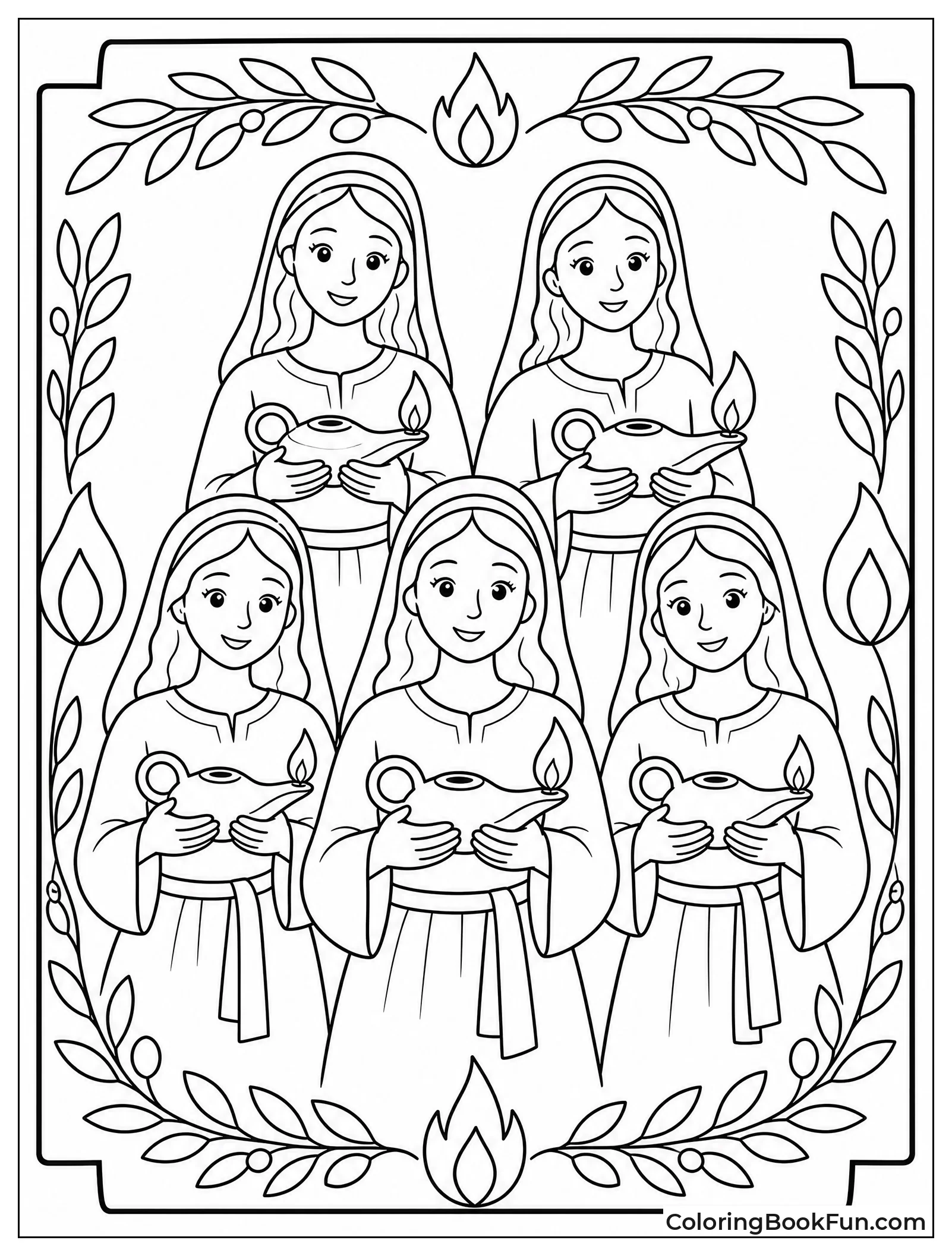 Women Holding Lit Oil Lamps