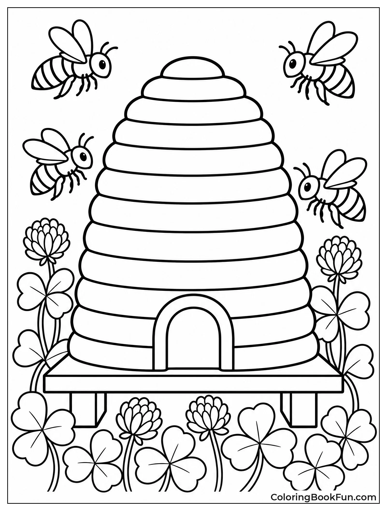 Beehive Surrounded by Honeybees