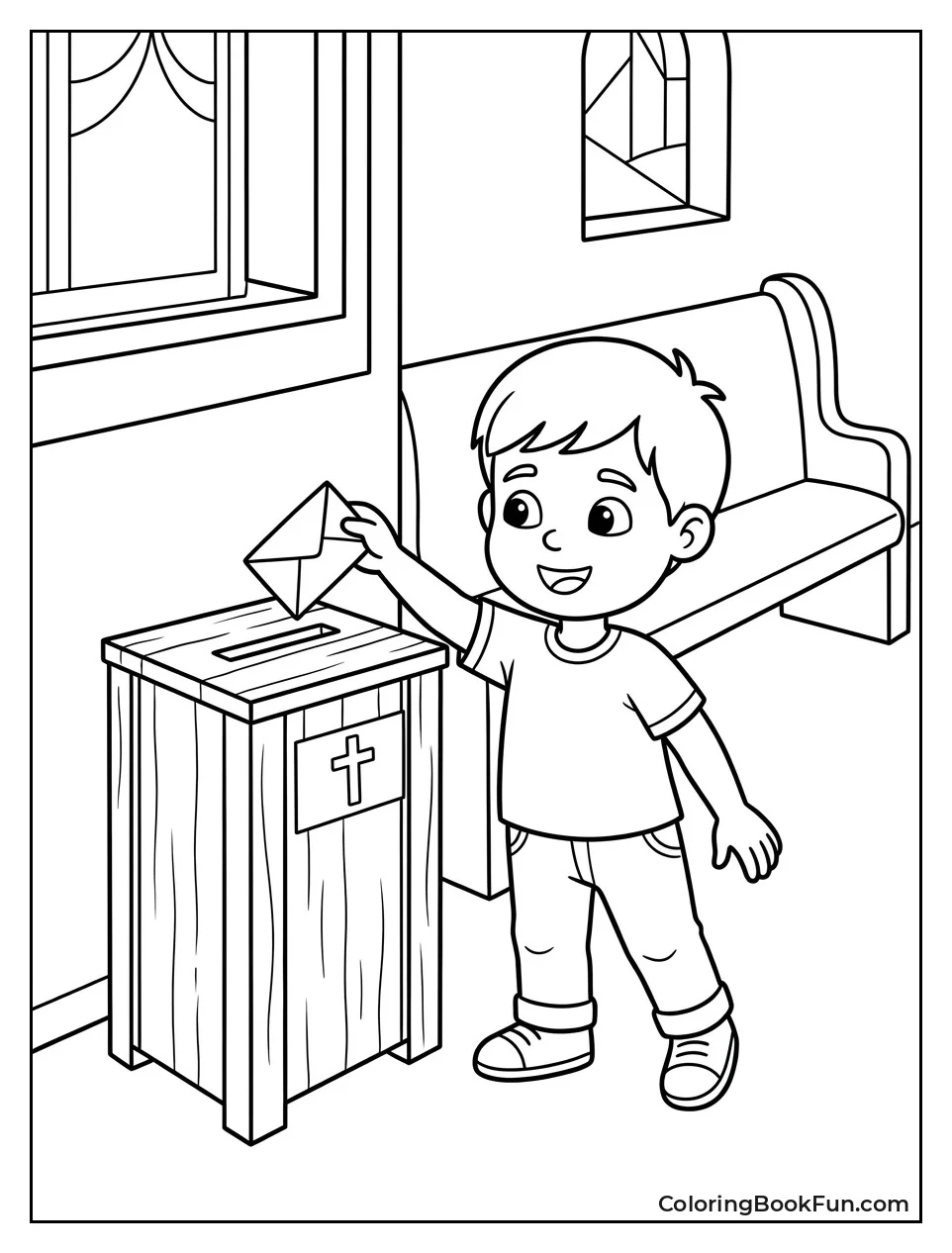 Child Placing Tithing in Box