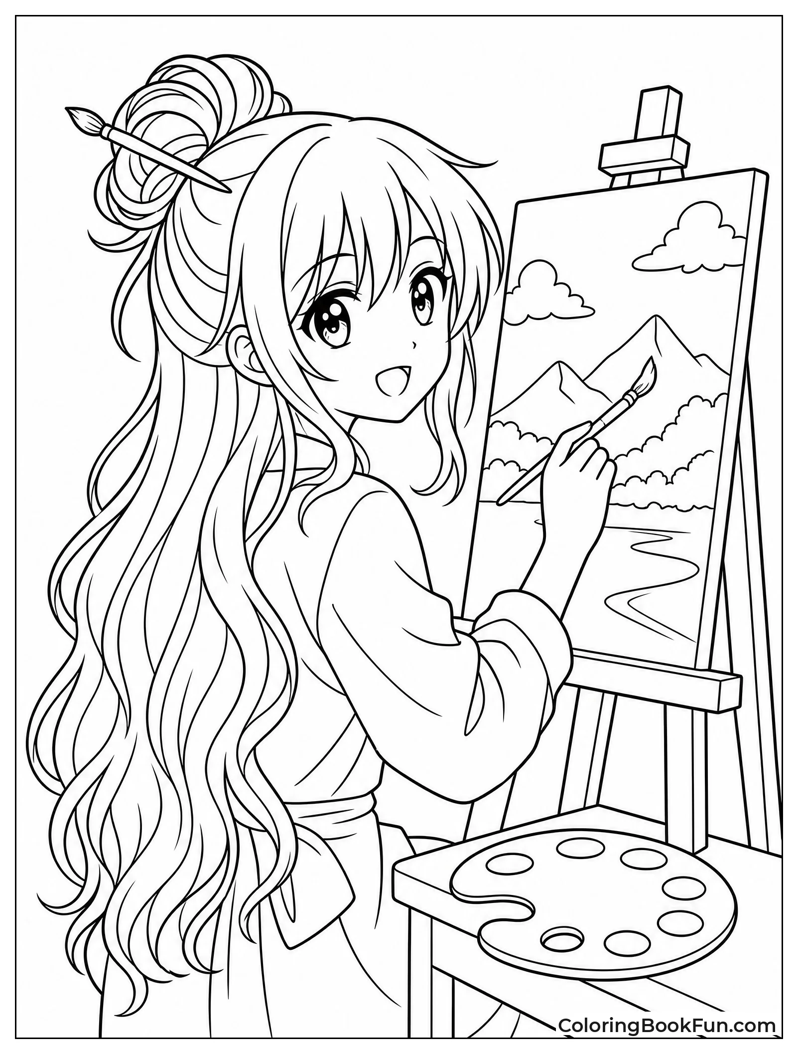 Artist Paints on Big Canvas
