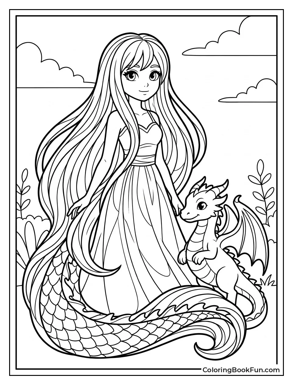 Girl Stands with Pet Dragon