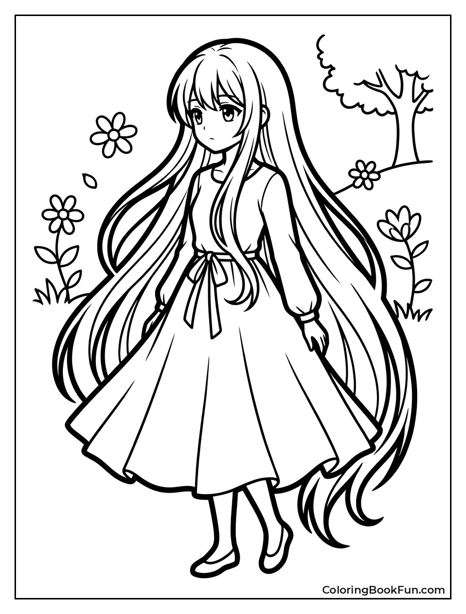 Girl Stands in Simple Dress