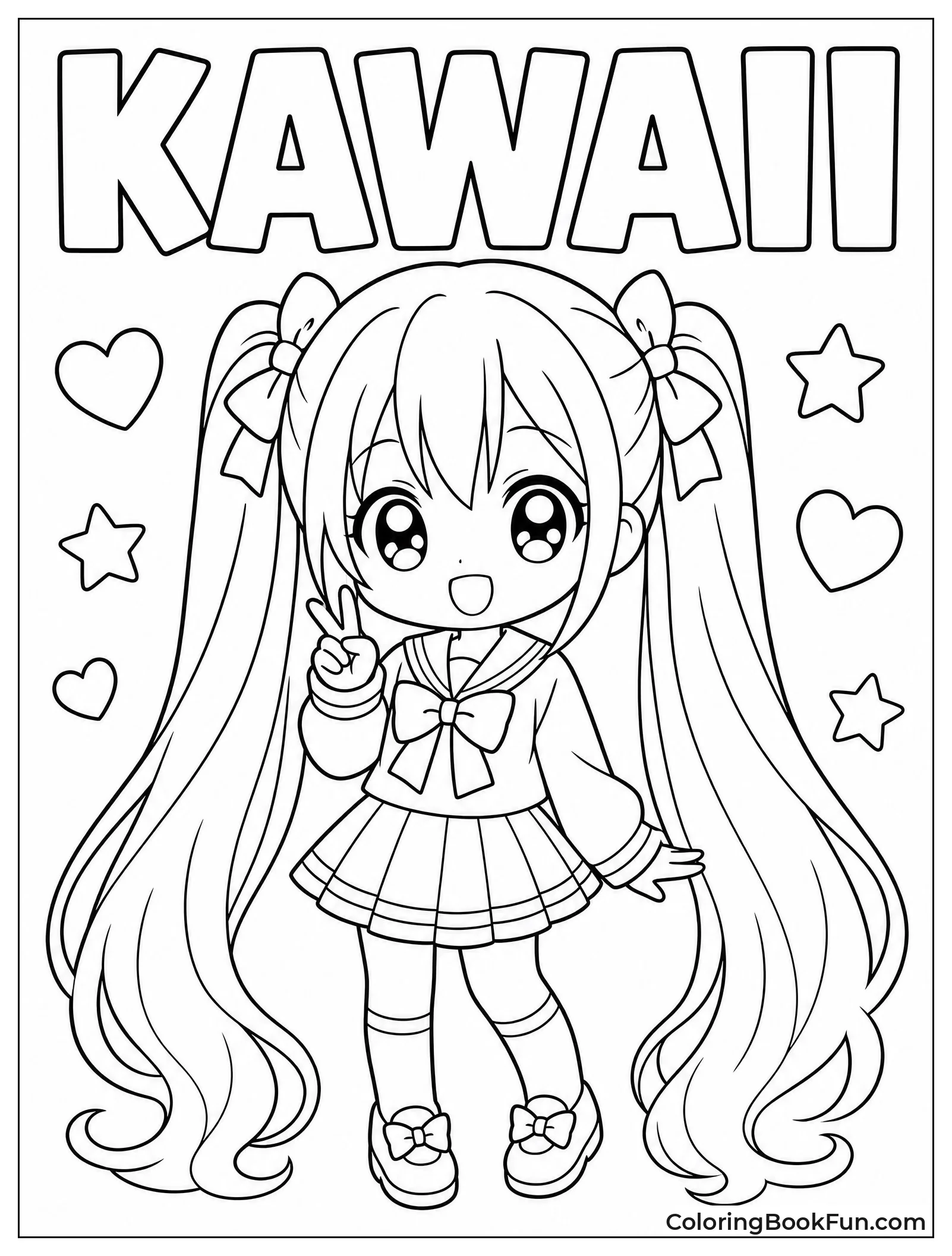 Chibi Girl Shows Long Pigtails