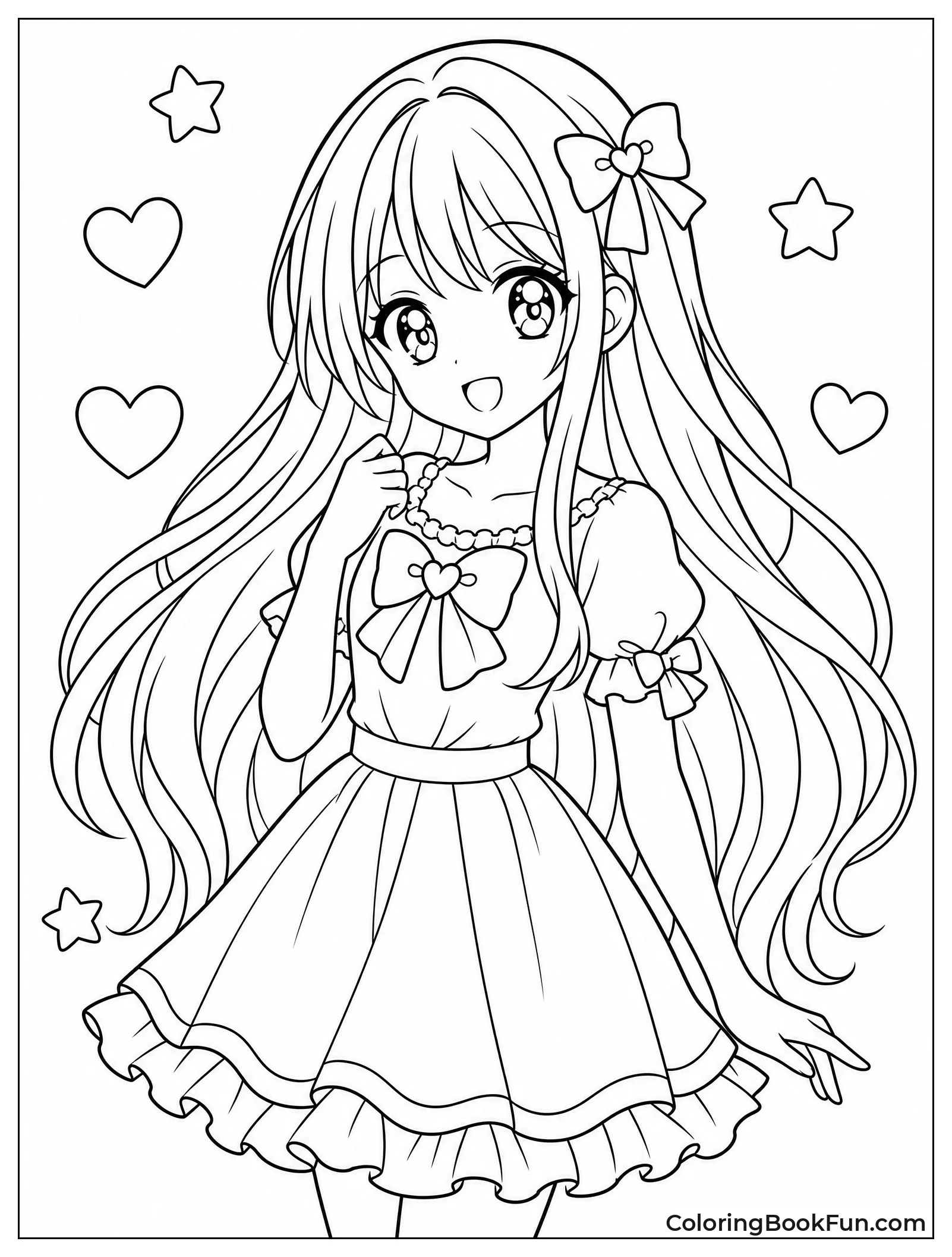 Cute Anime Girl with Long Hair