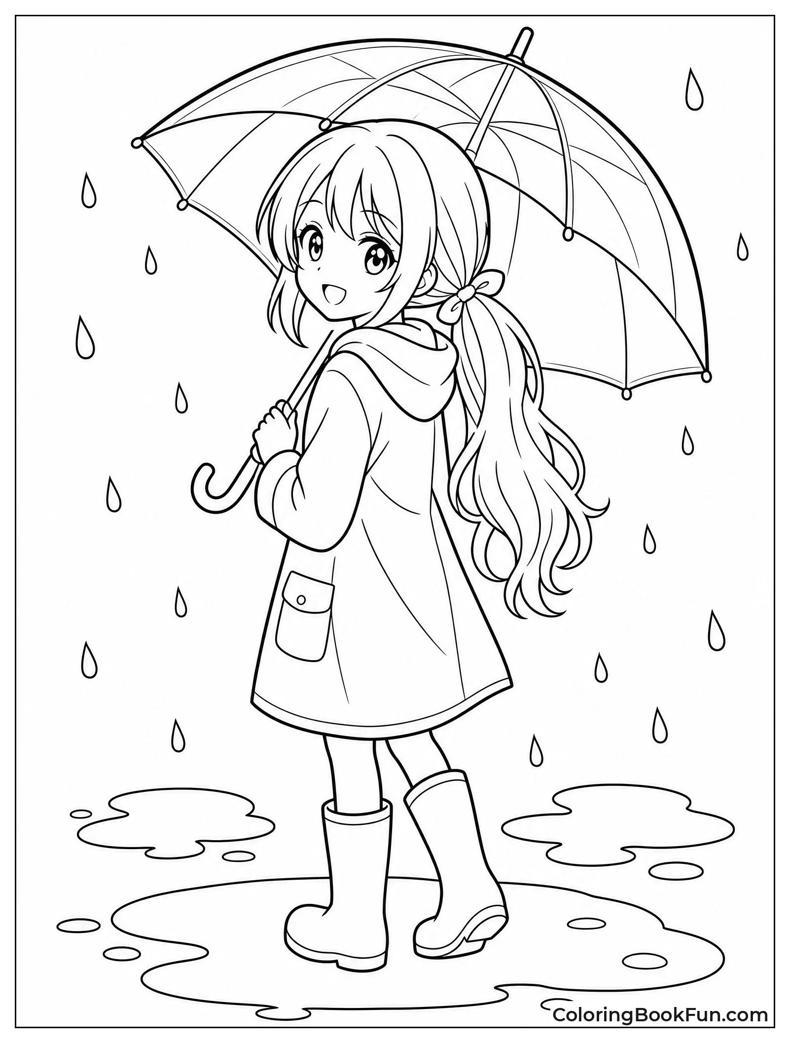 Ponytail Stays Dry under Umbrella