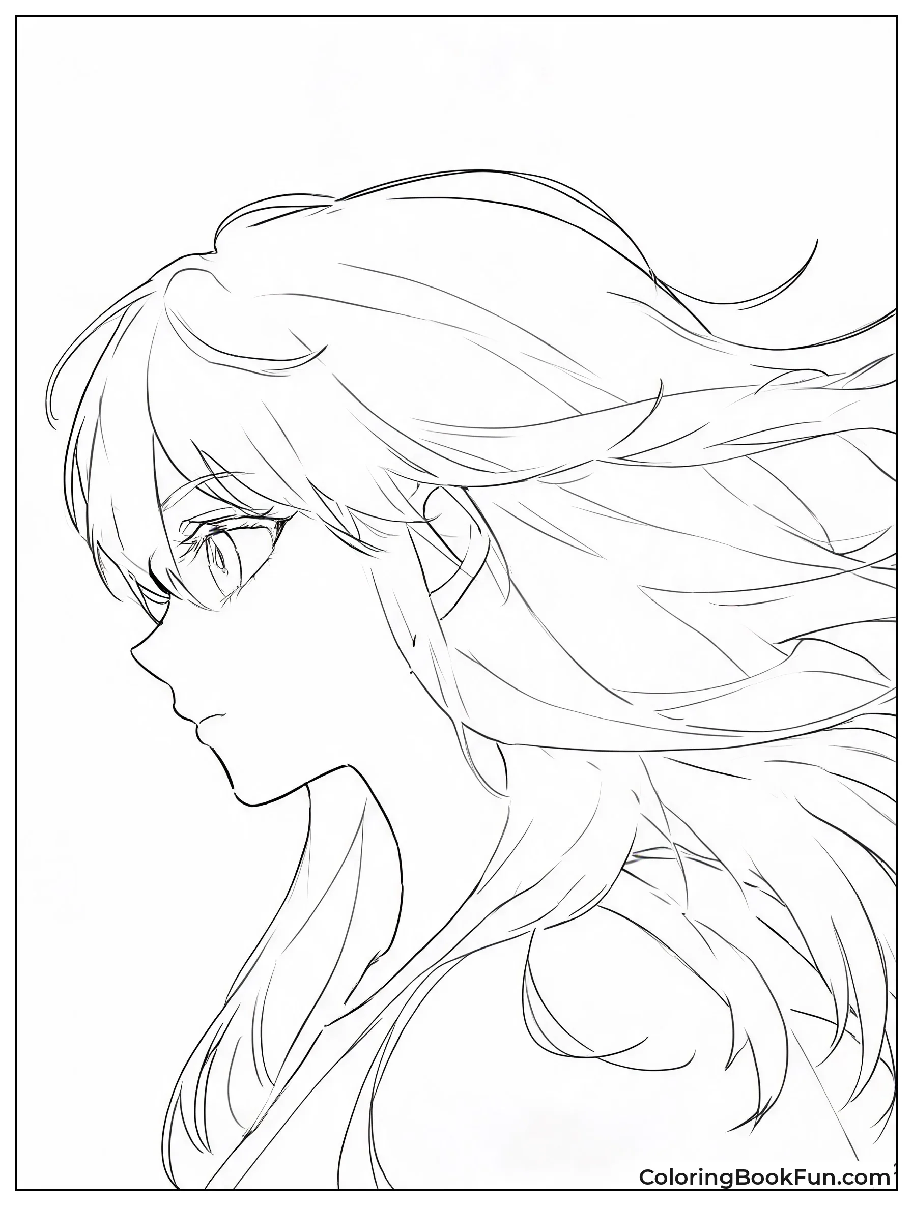 Side View Shows Flowing Hair