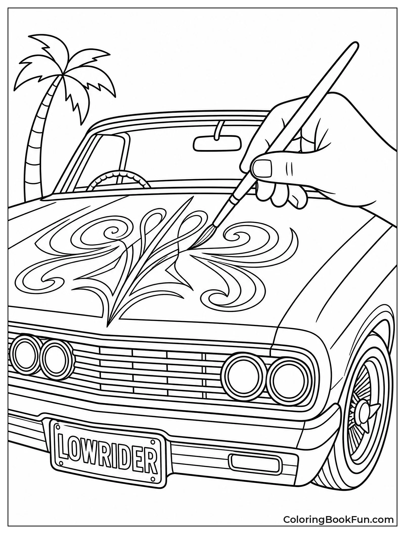 Artist Paints Pinstripes on Hood