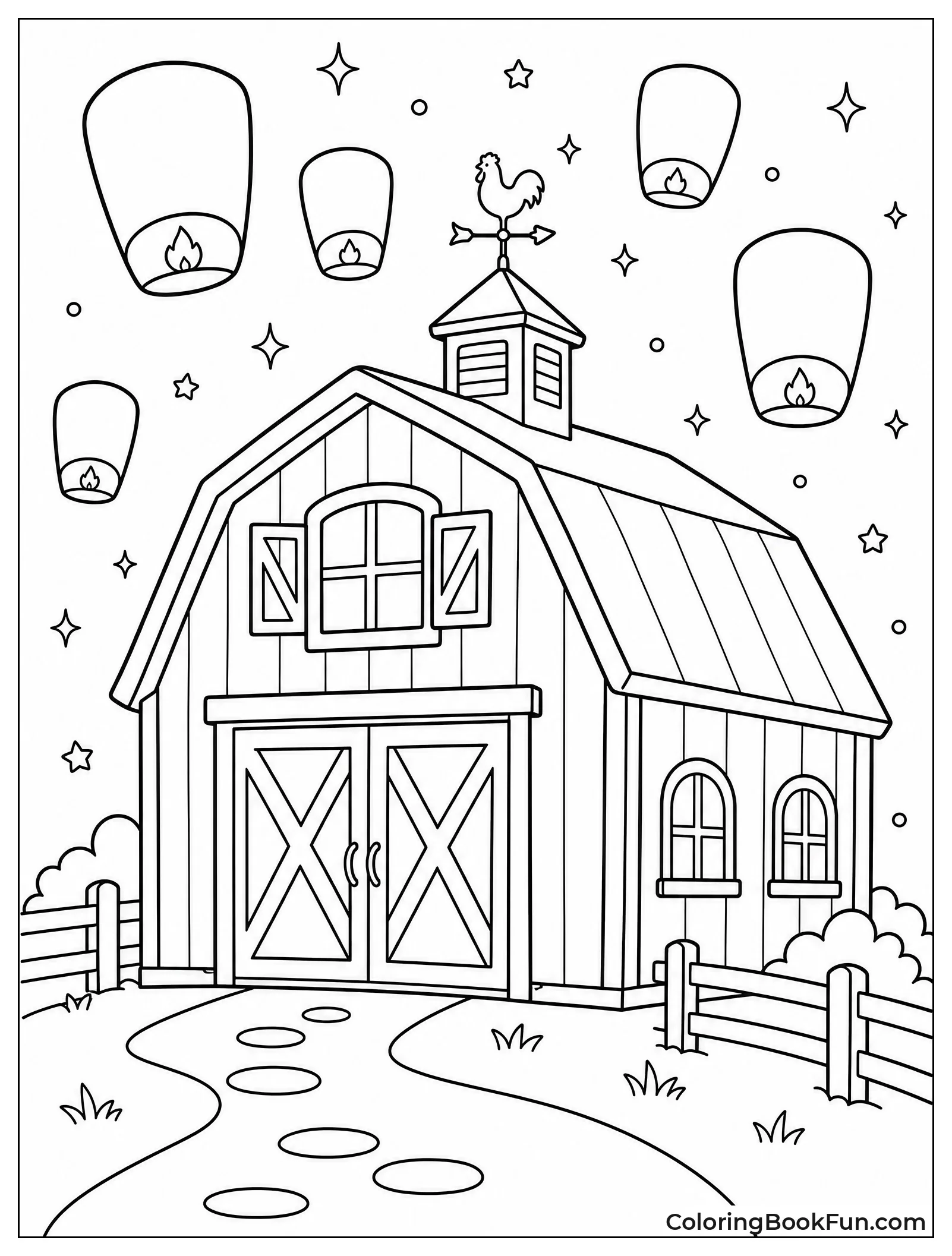 Magical Barn with Glowing Windows