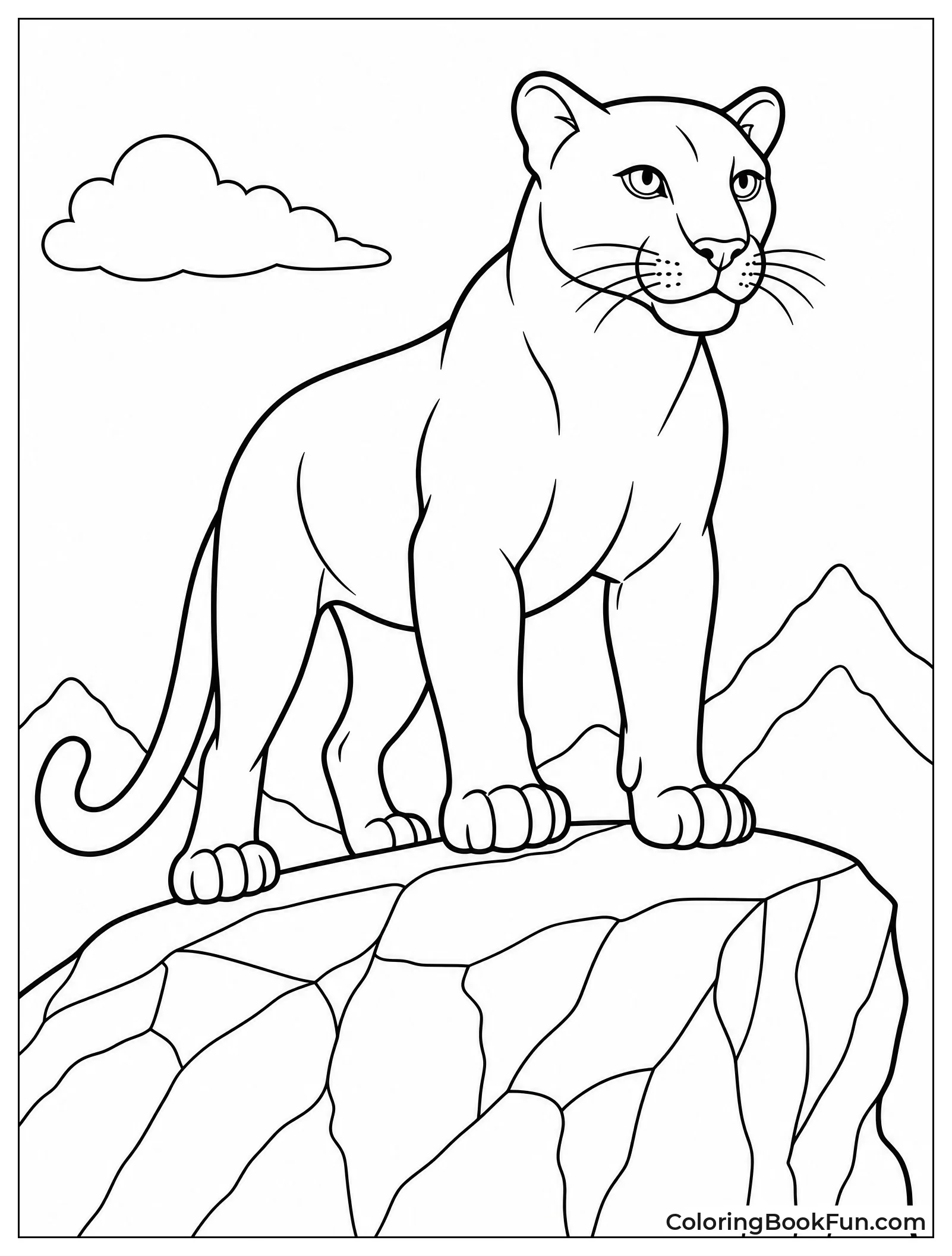 Panther Standing on Rock Ledge