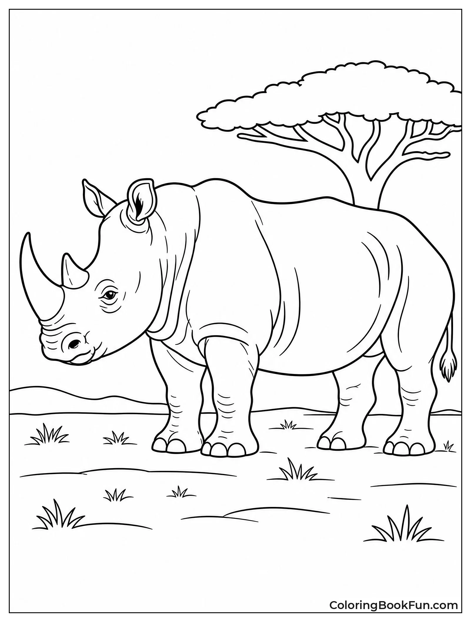 Majestic Rhino Standing on Savanna