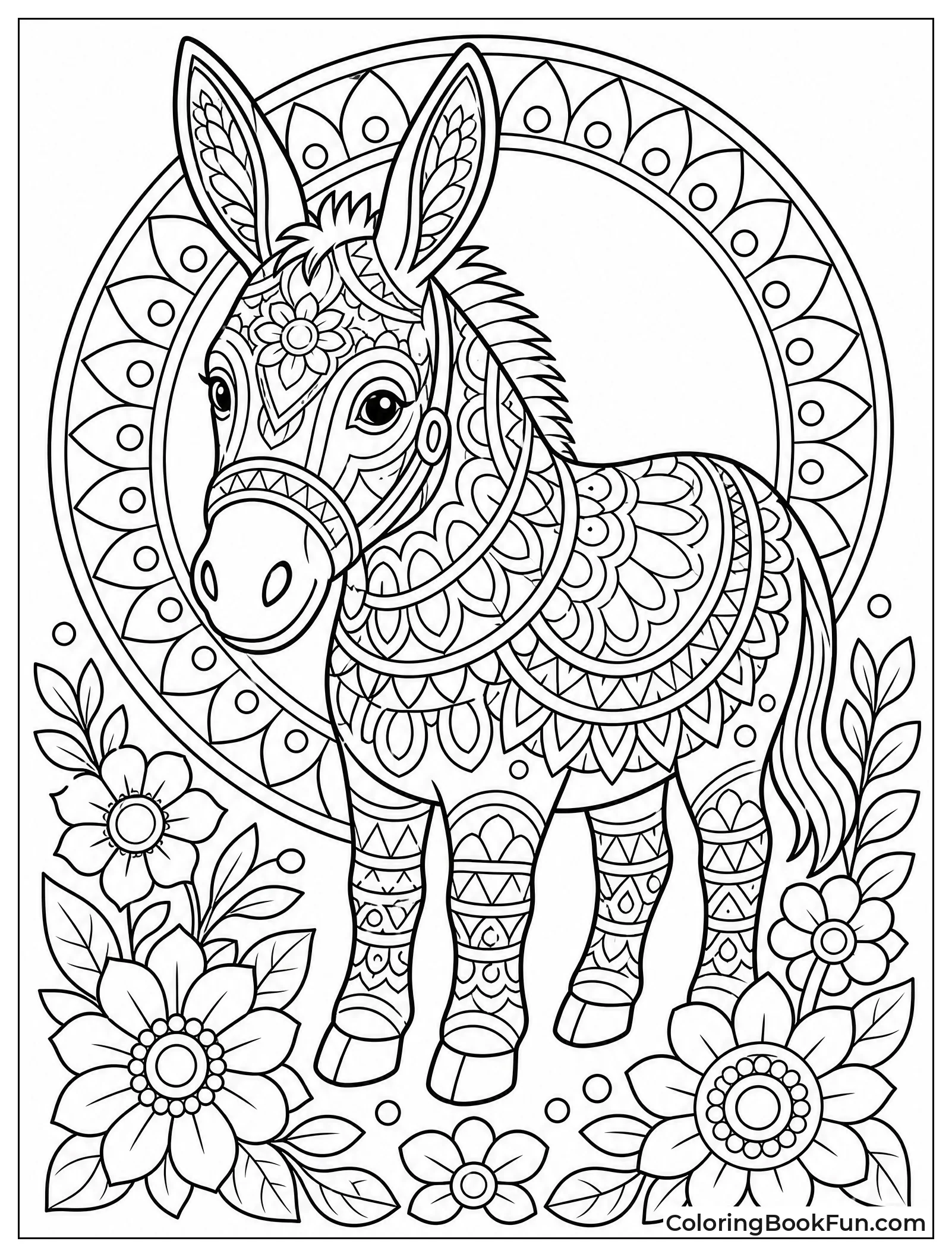 Mandala Donkey with Patterns