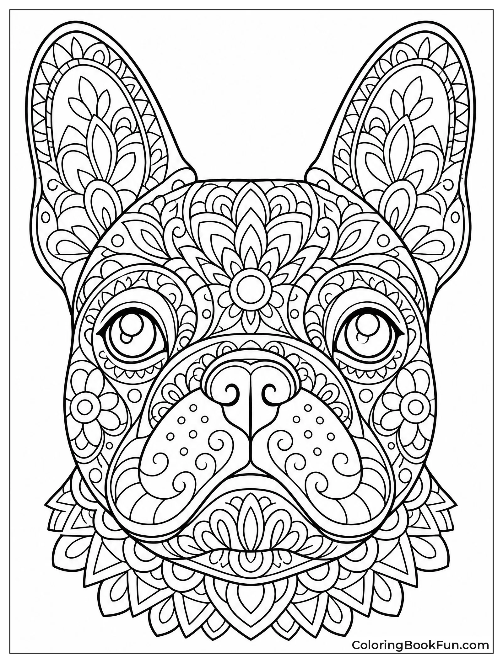 Frenchie Face Filled with Mandalas