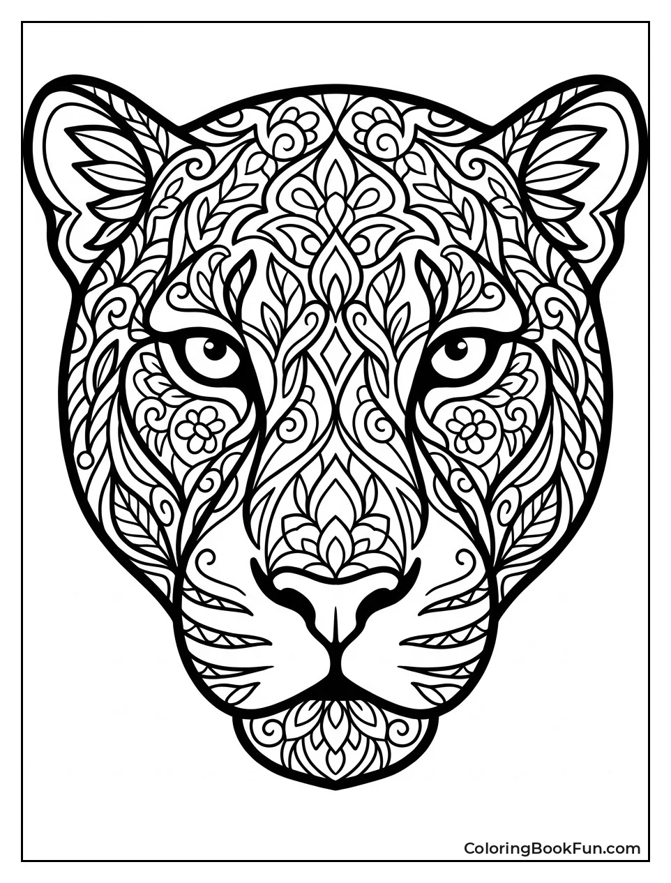 Panther Face with Mandala Patterns