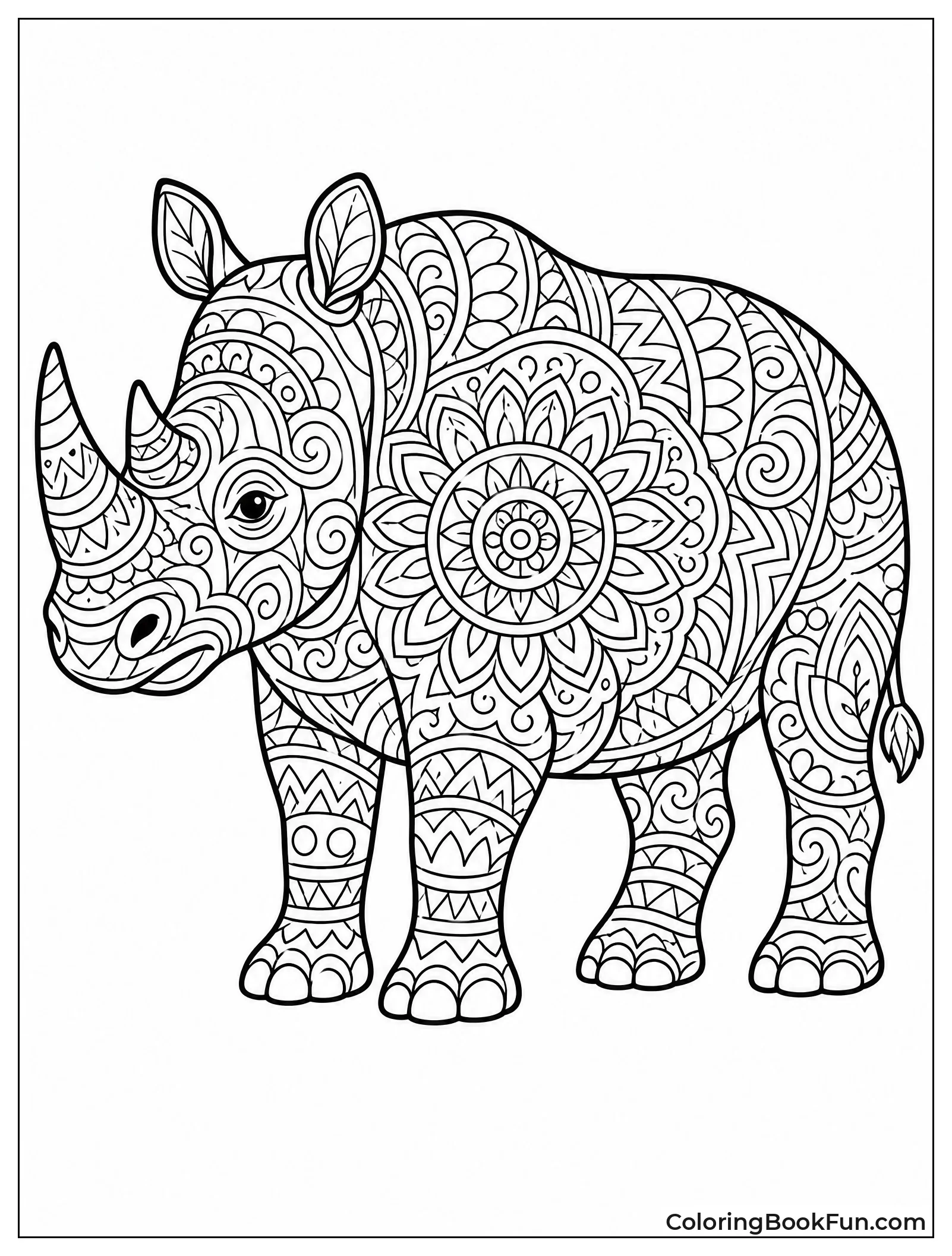 Mandala Rhino Filled with Patterns