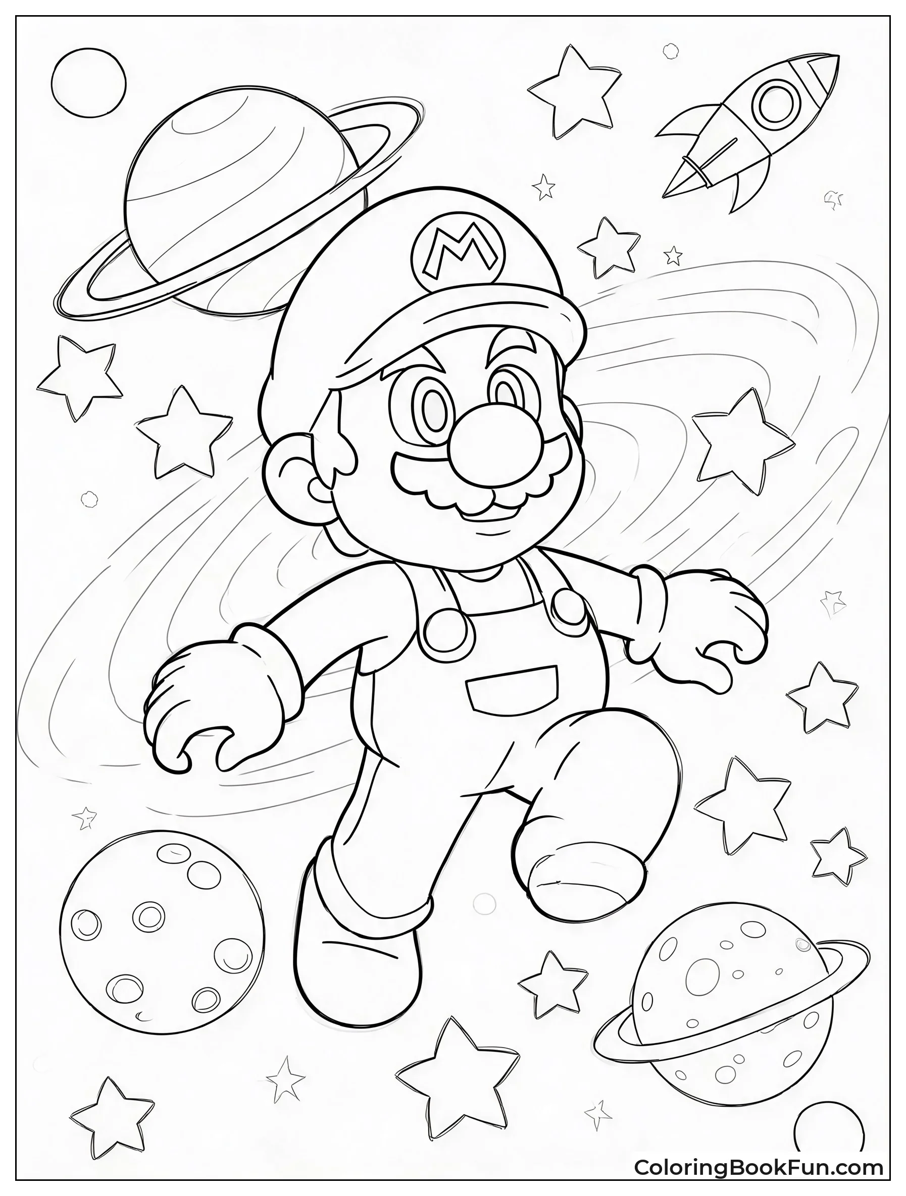 Mario Floating among Stars and Planets