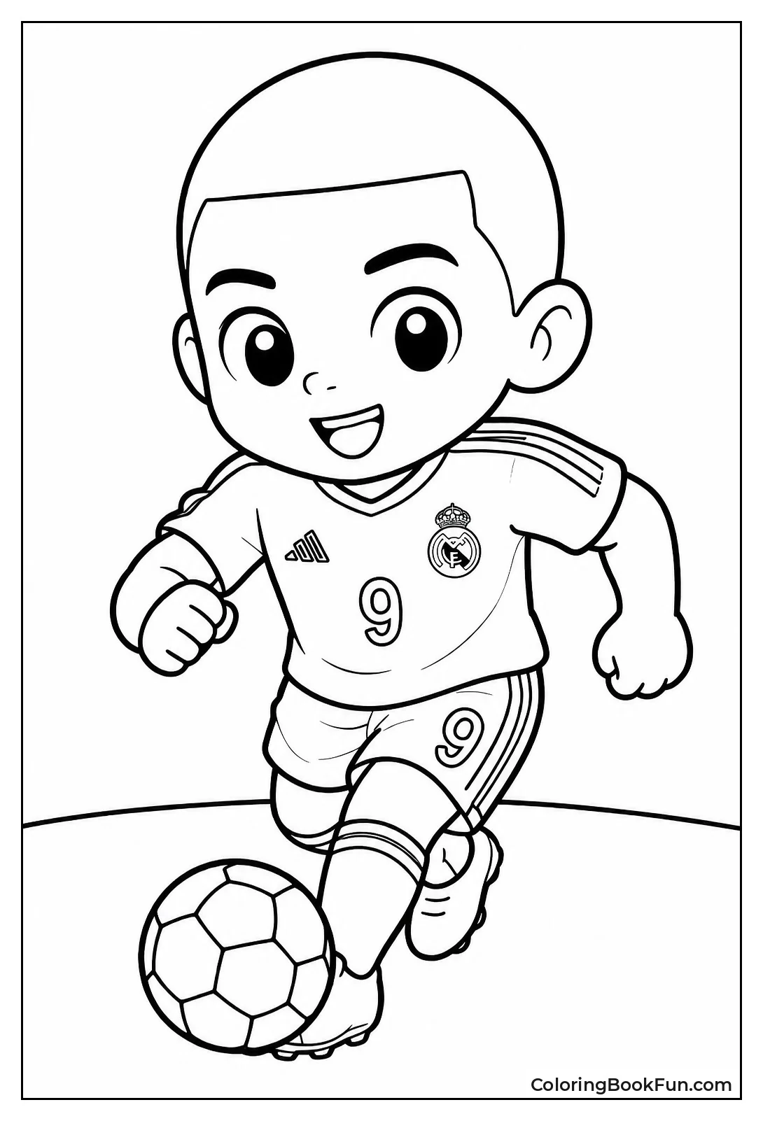 Cute Chibi Mbappé Dribbling A Ball