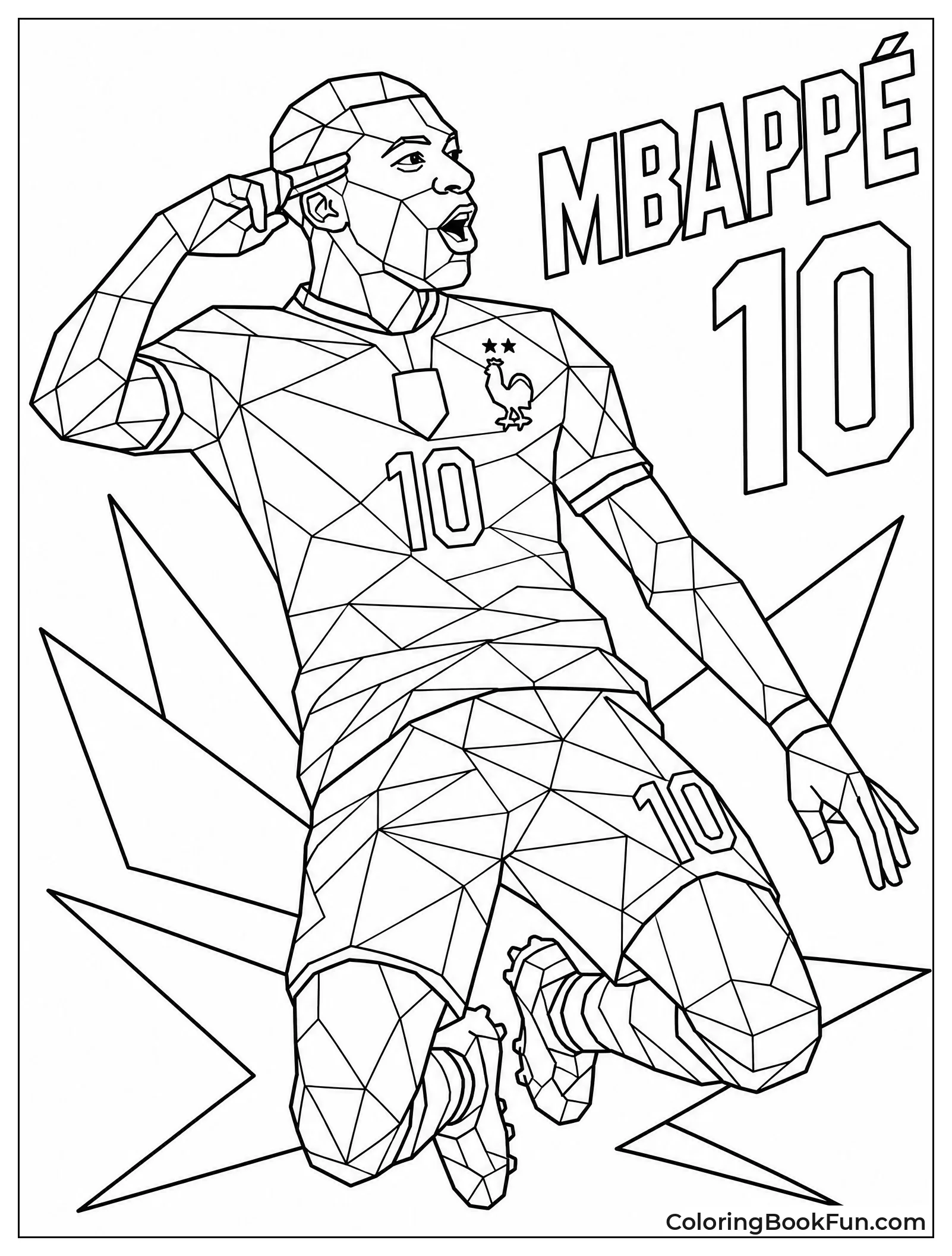 Geometric Mbappé Jumping In The Air