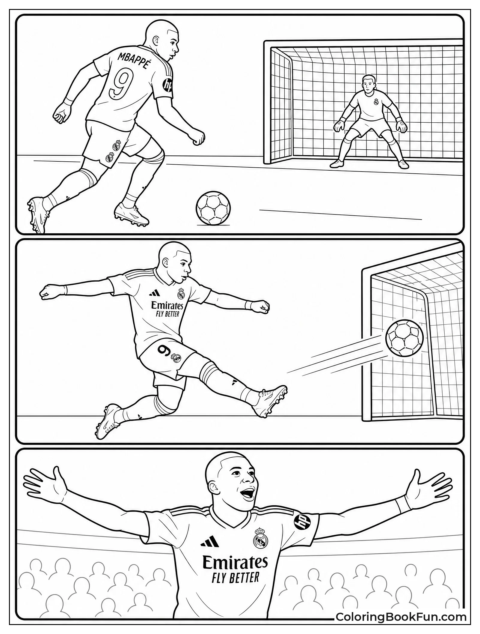 Three Panels Of Mbappé Scoring