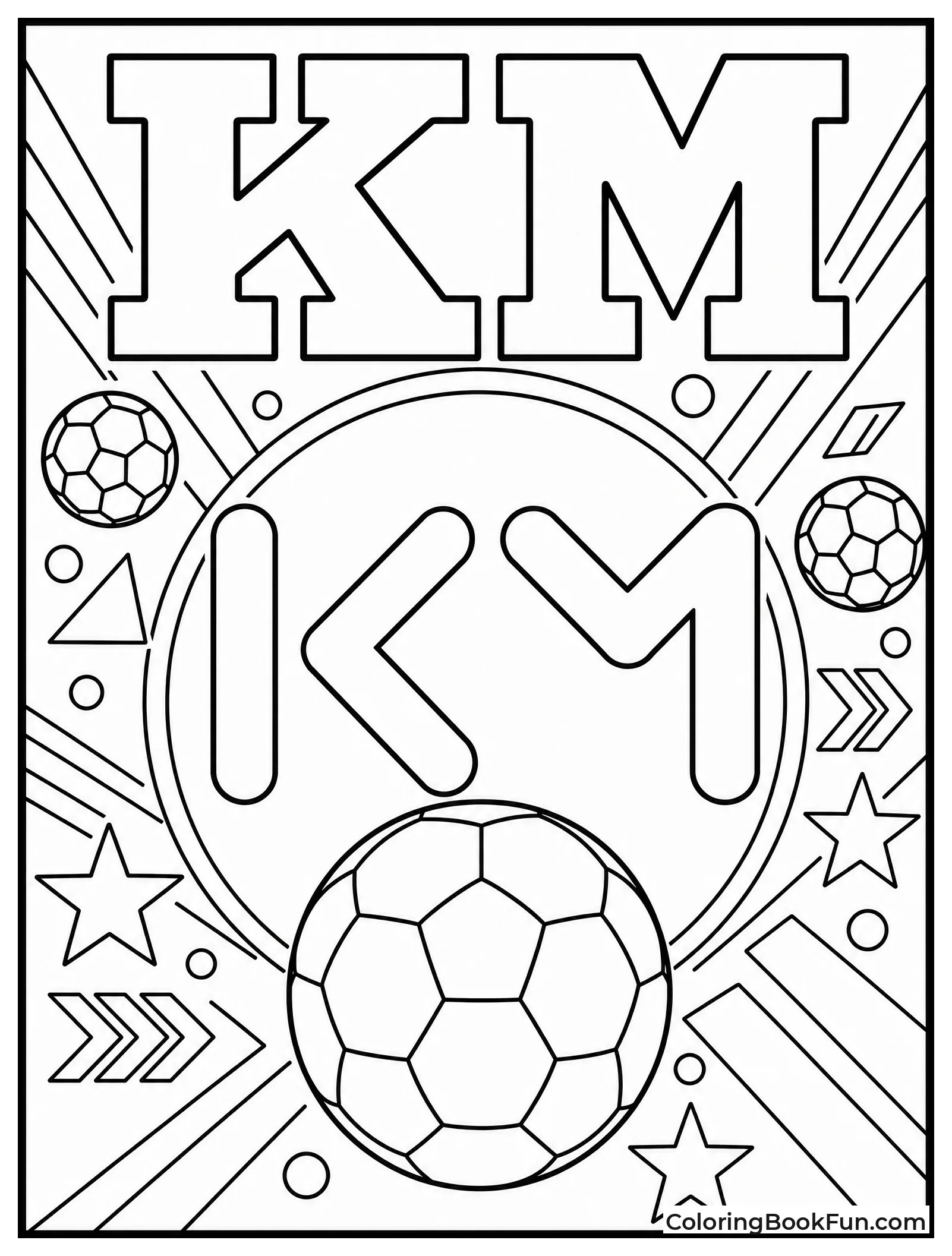 Stylized Km Logo With Soccer Patterns