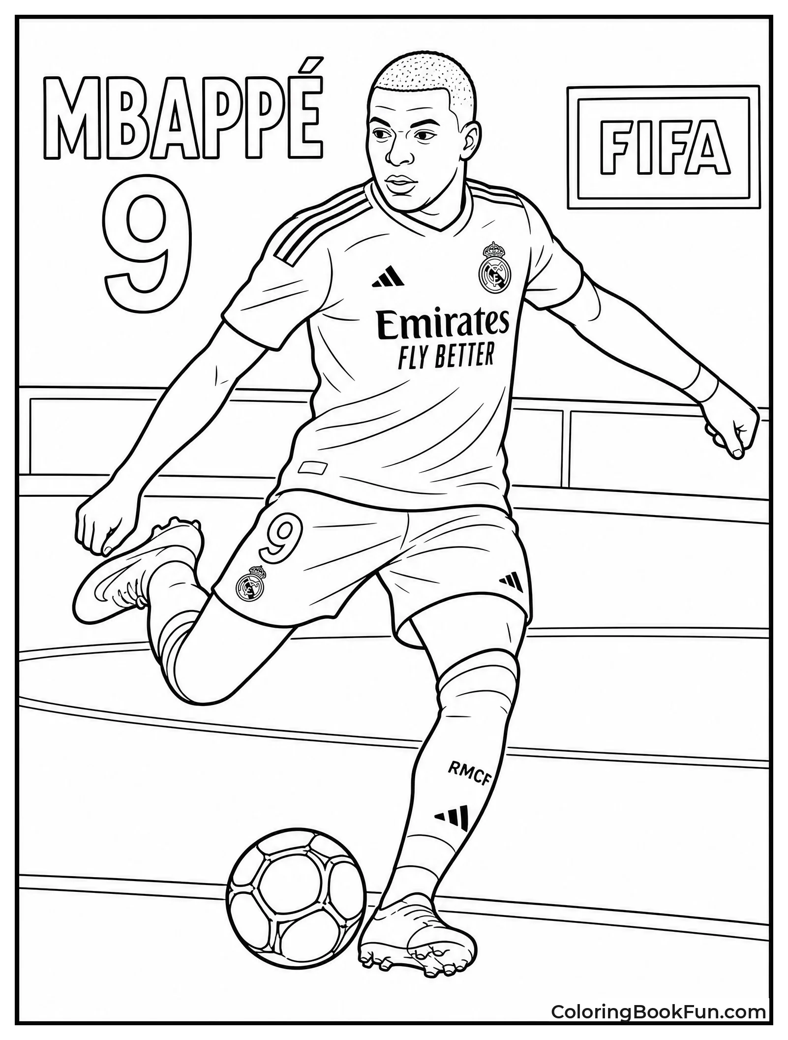Mbappé Kicks Ball in Soccer Game