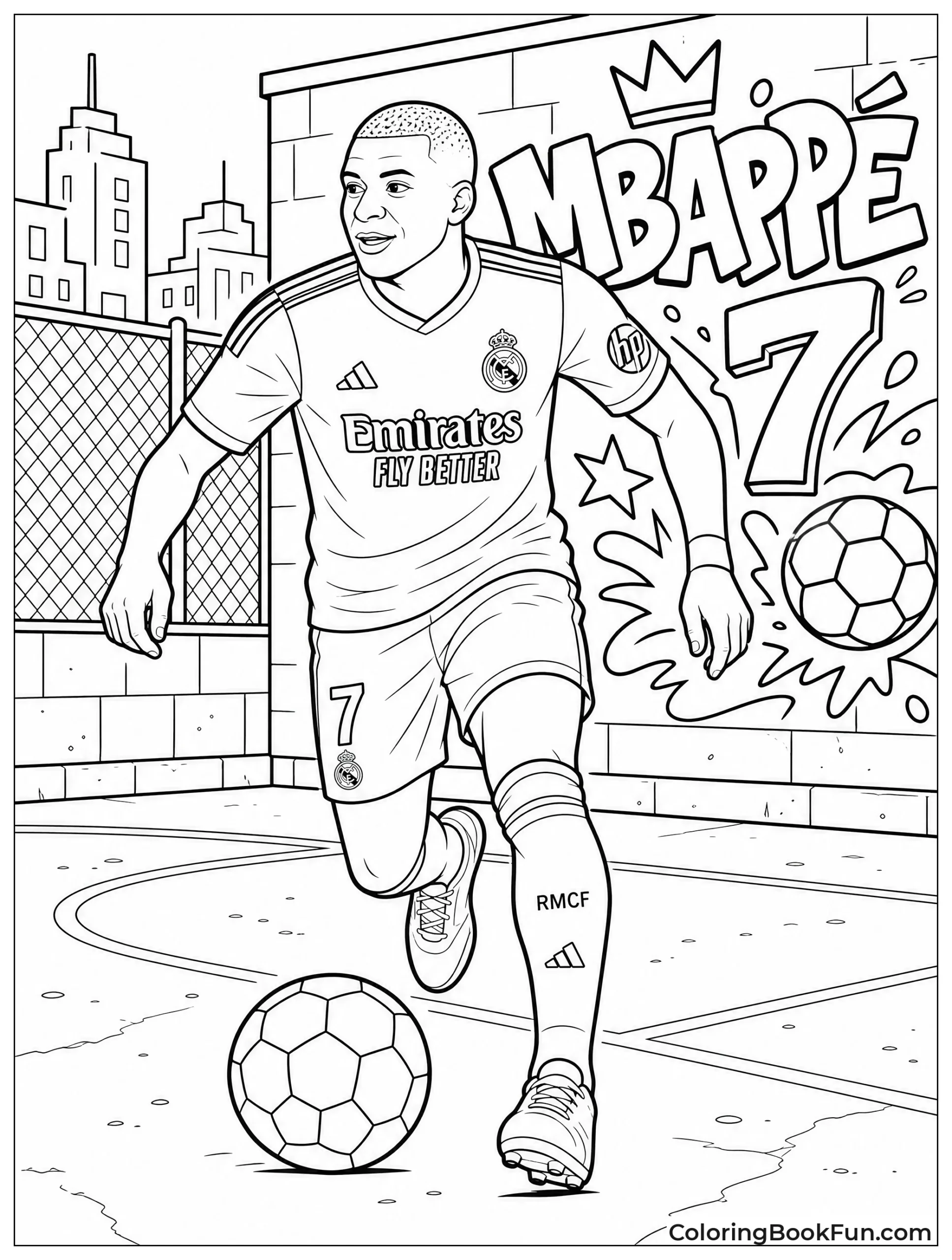 Mbappé Playing Street Soccer With Graffiti