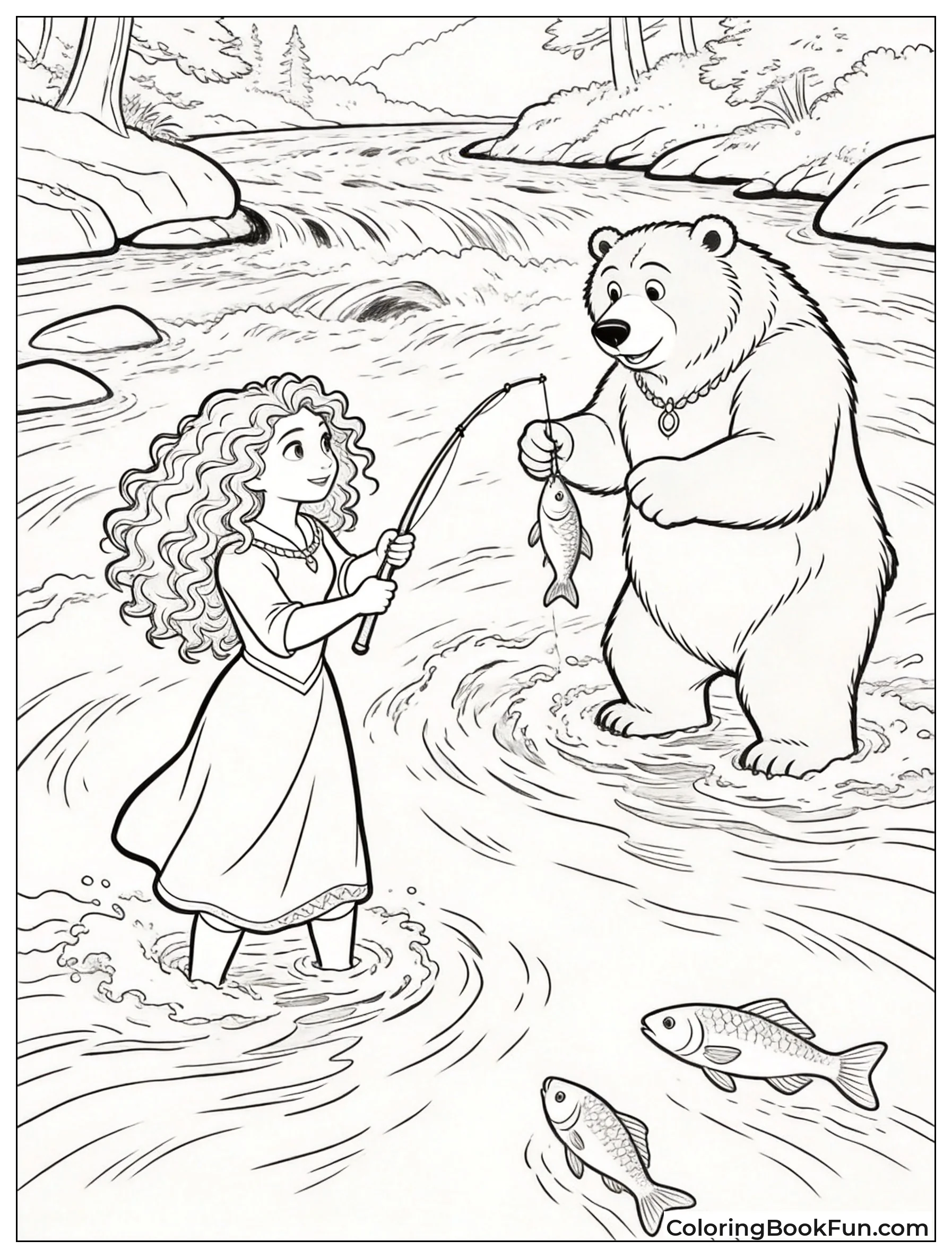 Merida Teaching Bear Elinor to Fish
