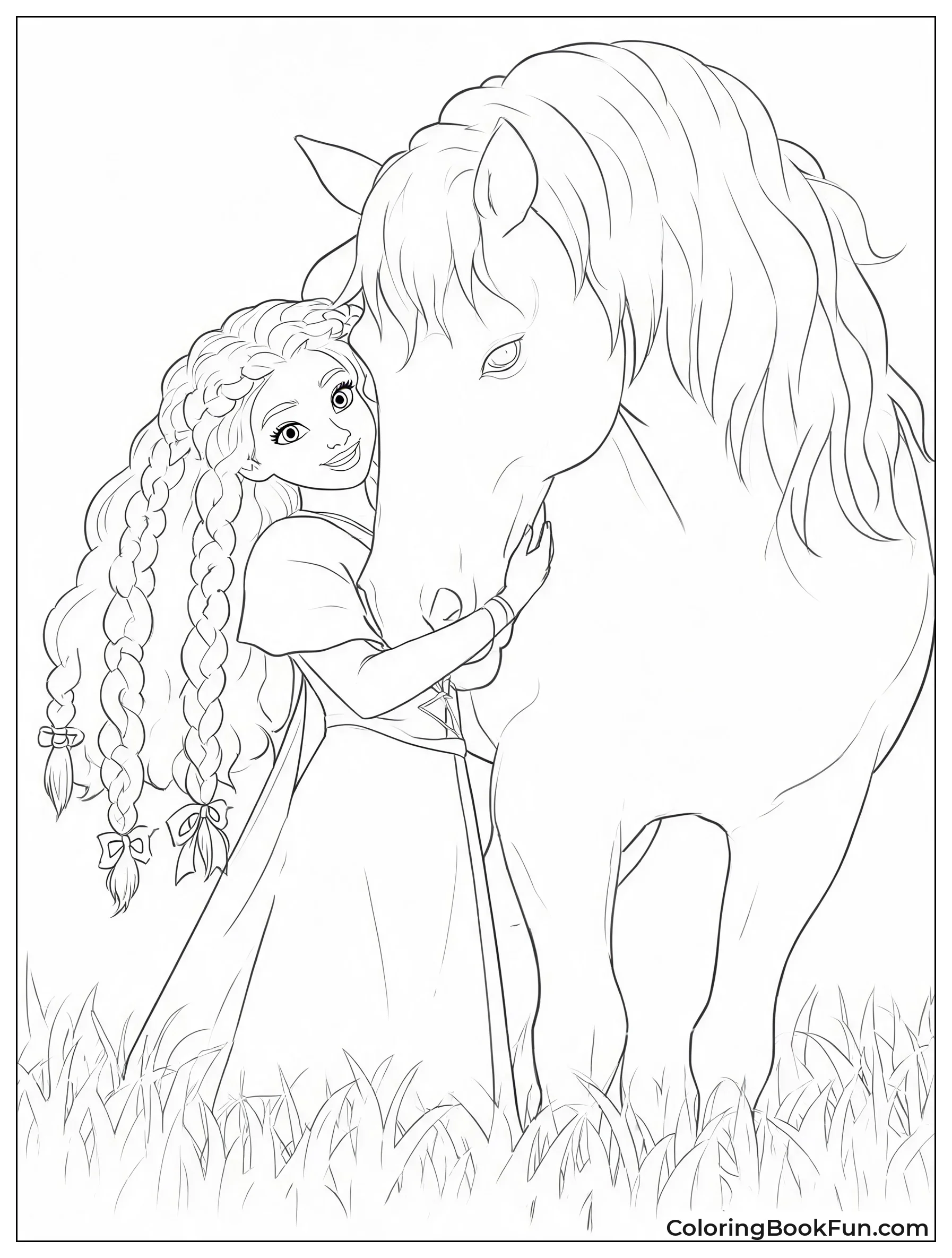 Merida Hugging Her Horse Angus