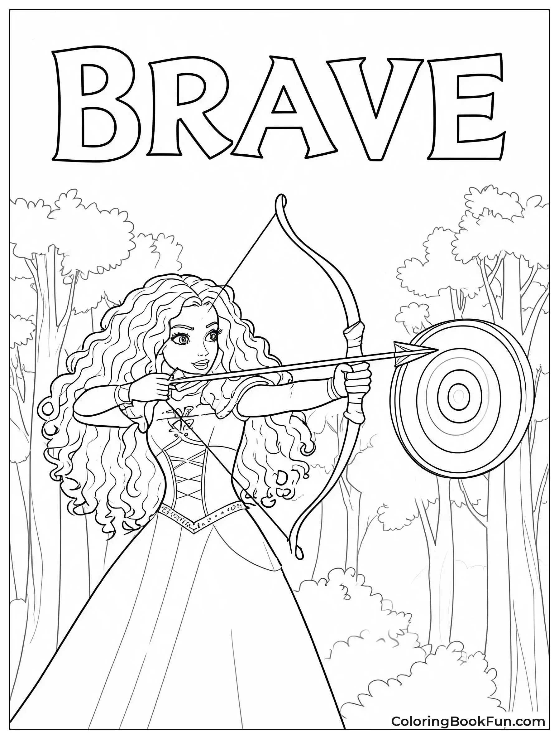 Merida Aiming Bow in Forest