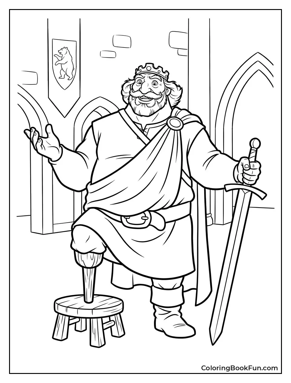 King Fergus Holding Sword Proudly