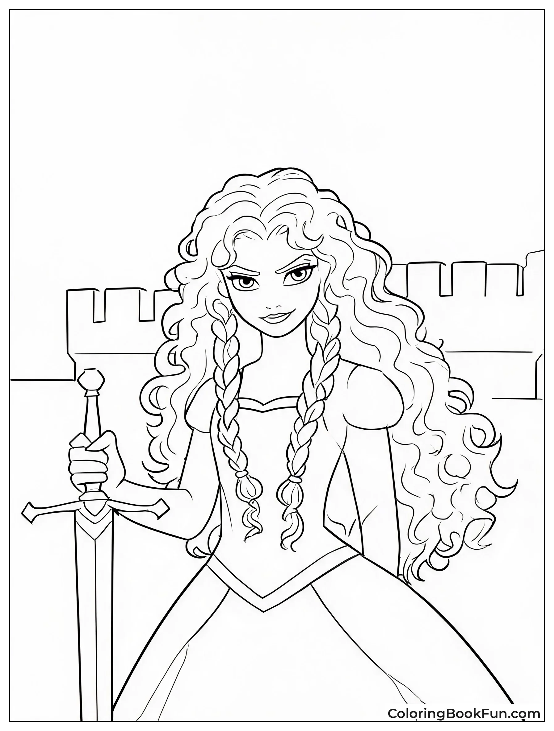 Merida Holding Sword Outside Castle