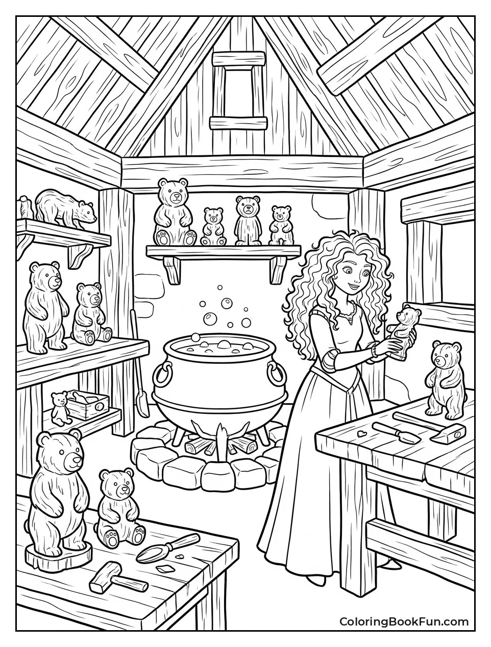 Witch Cottage with Bear Carvings