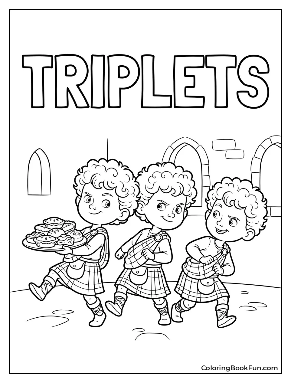 Triplets Sneaking Away with Sweets